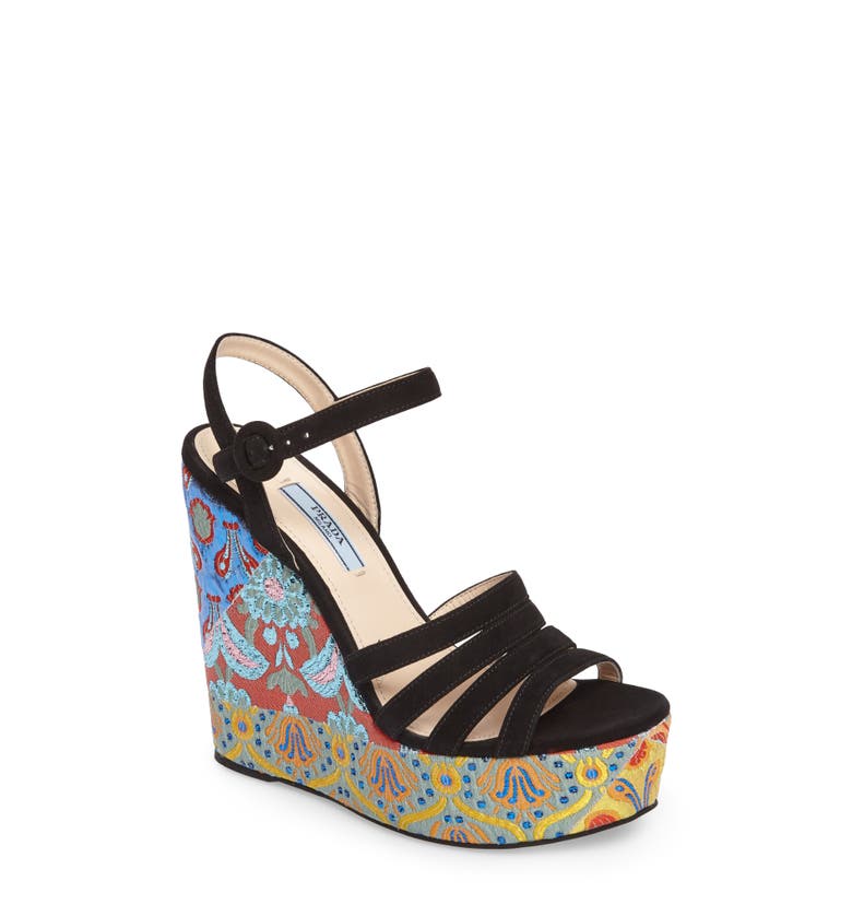 Prada Floral Platform Wedge Sandal (Women) | Nordstrom