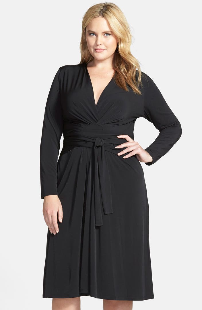 MICHAEL Michael Kors Long Sleeve Faux Wrap Dress (Plus Size) | Nordstrom