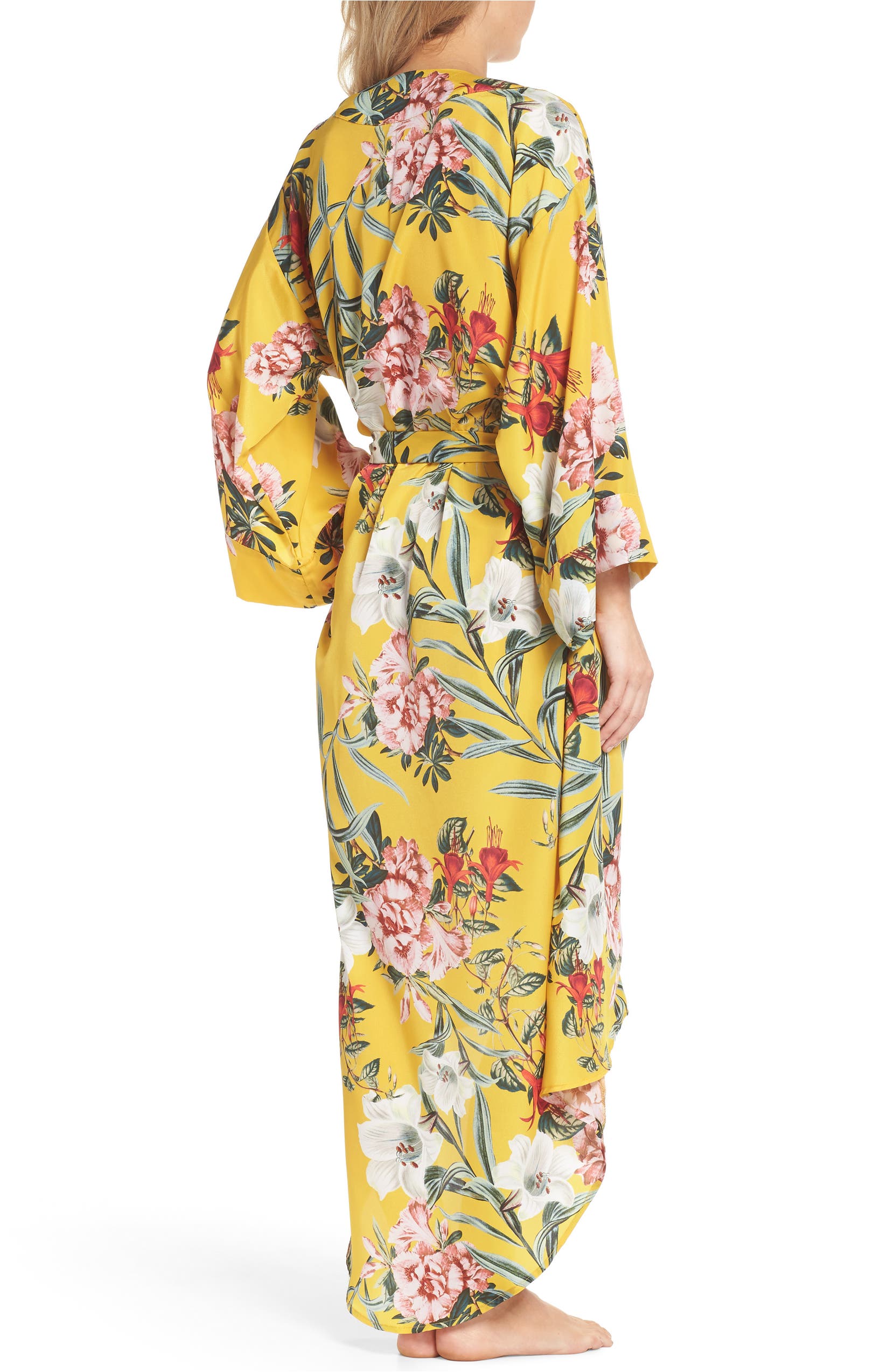 Isabella High/Low Robe,                        Alternate,                         color, Marigold Floral