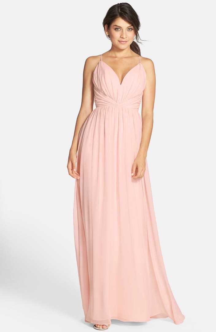 Jim Hjelm Occasions Draped V-Neck Chiffon Gown | Nordstrom