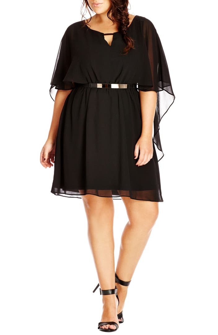 Main Image - City Chic Belted Capelet Dress (Plus Size)