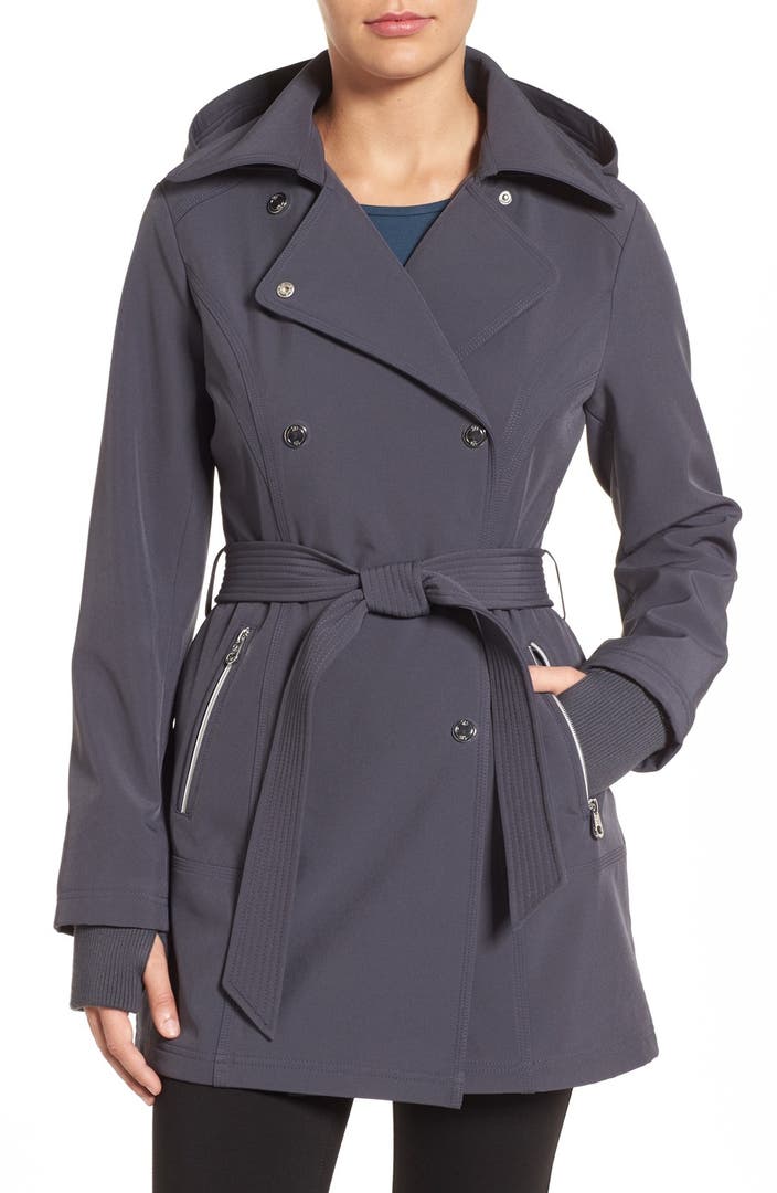 Jessica Simpson Double Breasted Soft Shell Trench Coat | Nordstrom
