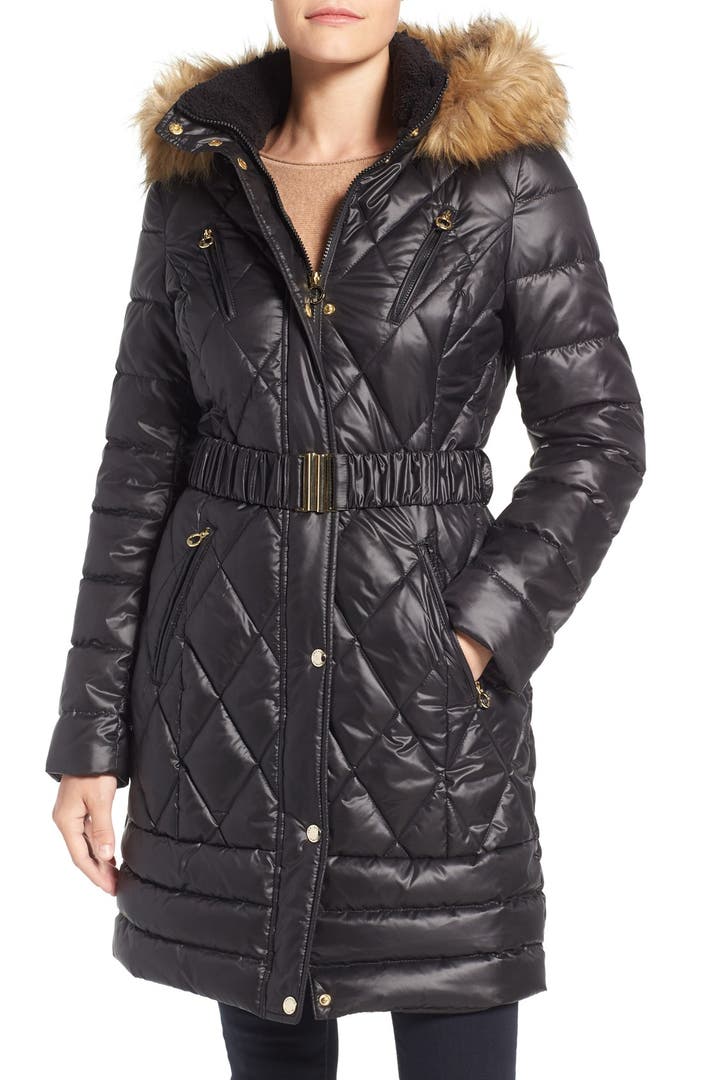 Laundry by Design Faux Fur Trim Quilted Puffer Coat | Nordstrom