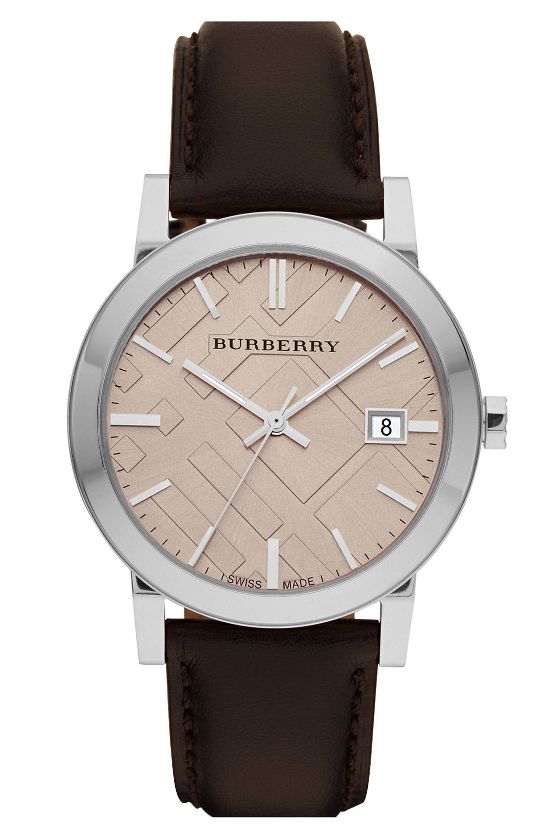 burberry large check stamped bracelet watch