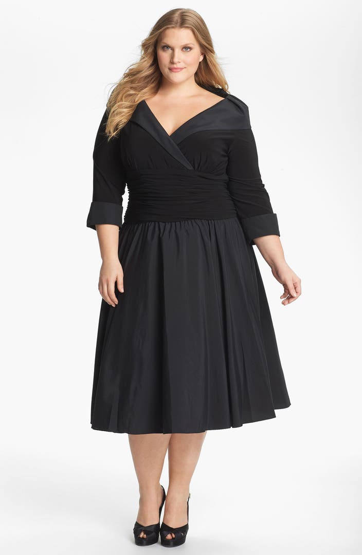 Eliza J Ruched Portrait Collar Jersey Dress (Plus Size) | Nordstrom