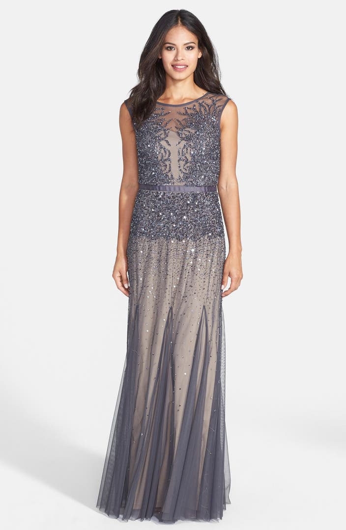 Adrianna Papell Beaded Chiffon Gown (Regular & Petite) | Nordstrom