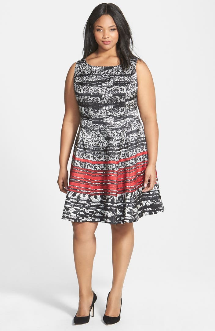 Gabby Skye Lace Print Fit & Flare Dress (Plus Size) | Nordstrom