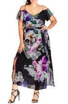 City Chic Floral Chiffon Maxi Dress (Plus Size) | Nordstrom