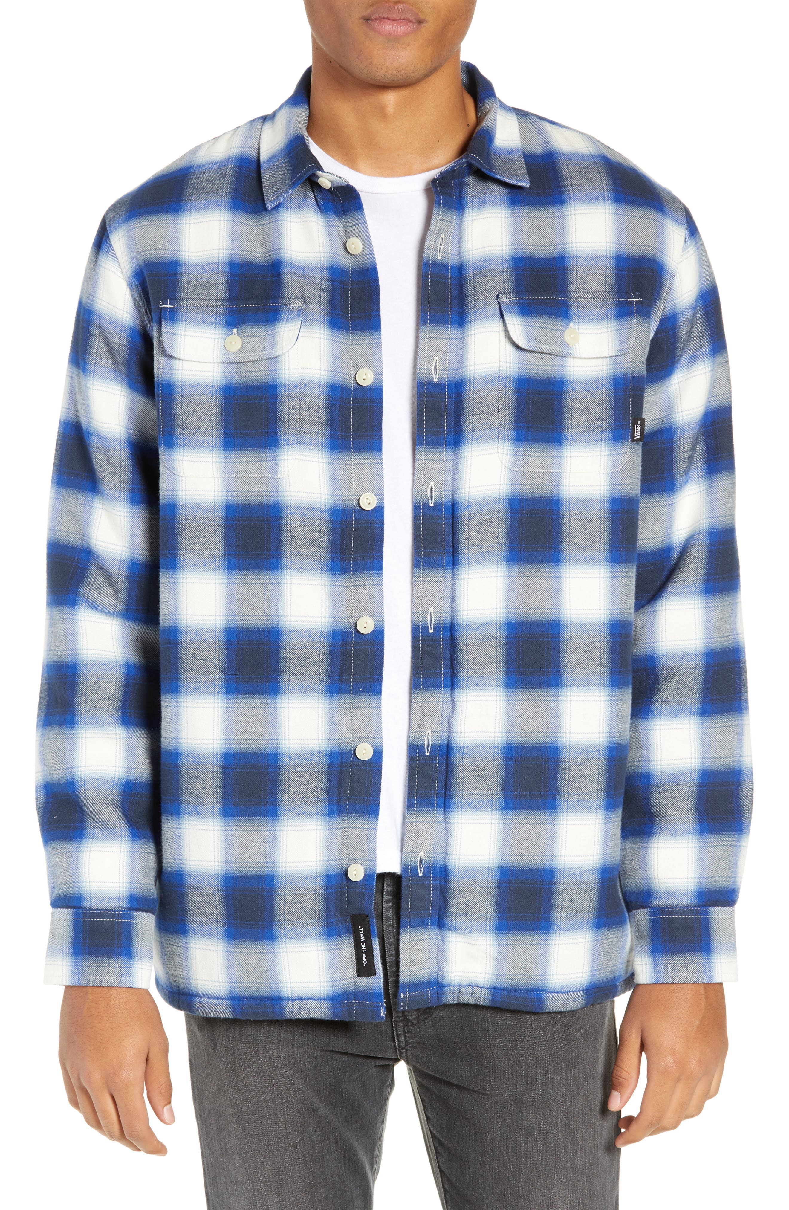 Vans Loomis Plaid Fleece Lined Shirt Jacket, Ivory
