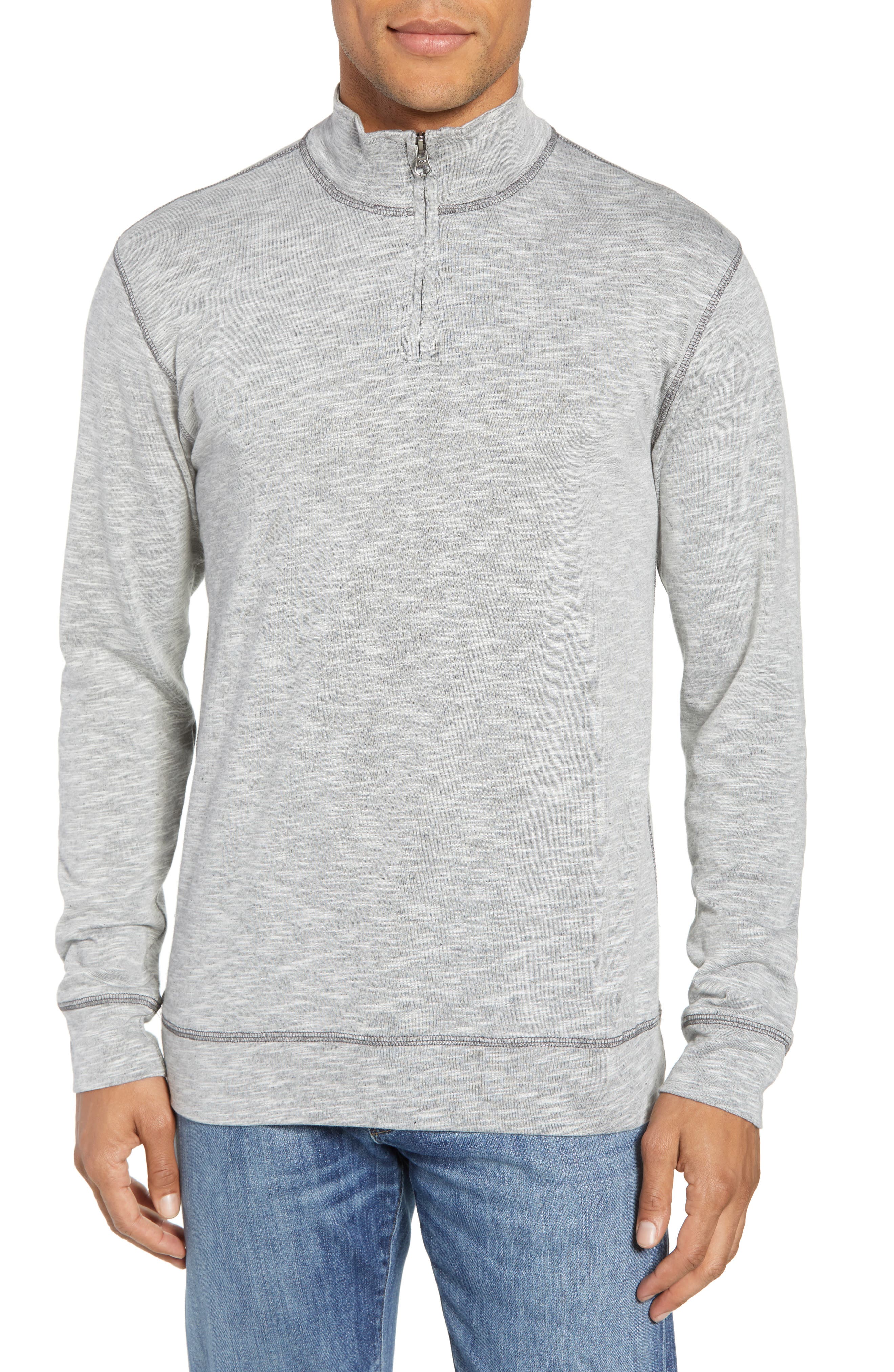 Vintage 1946 Space Dyed Quarter-Zip Shirt, Grey