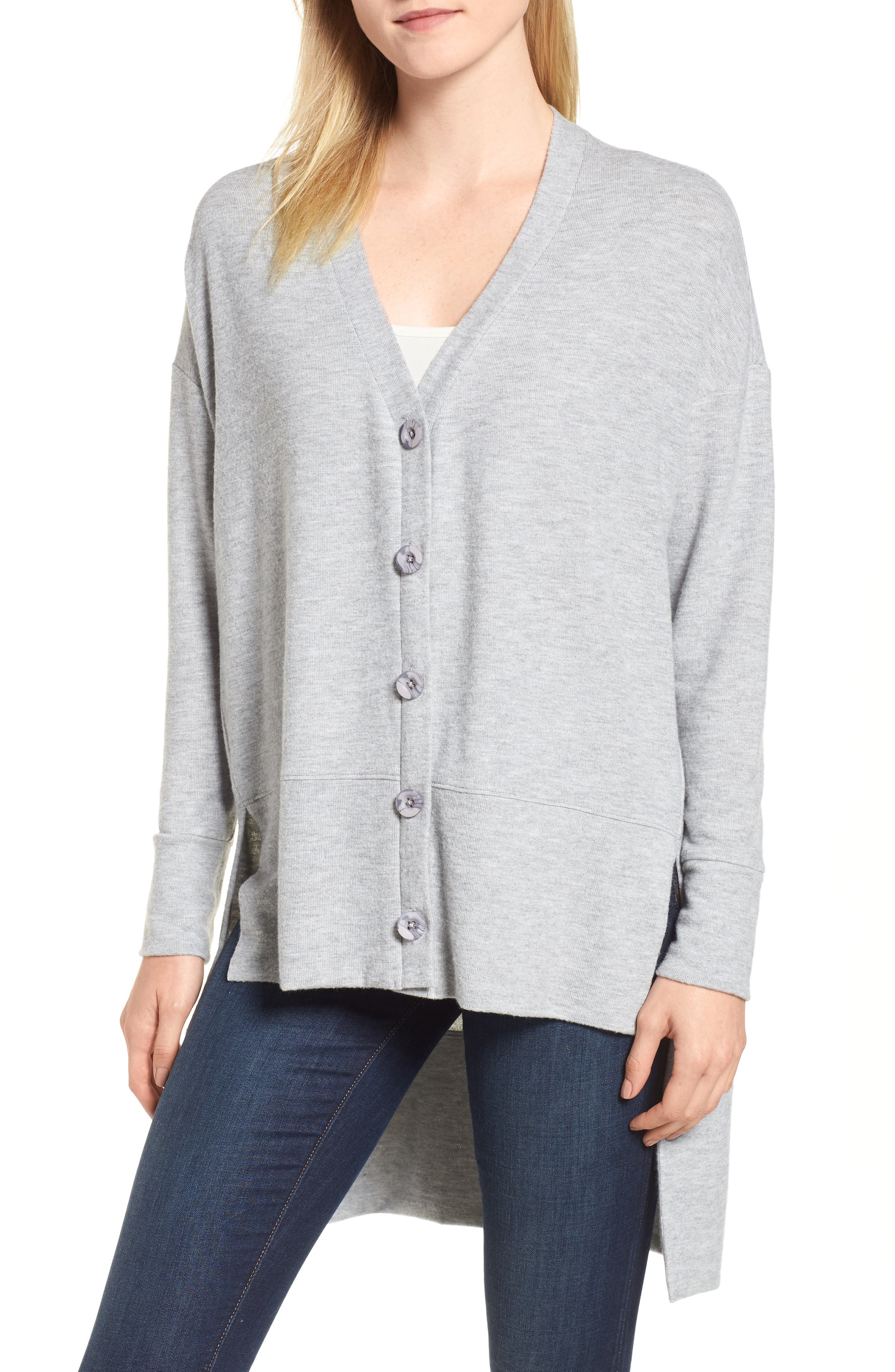 Petite Gibson High/low Easy Cardigan, Grey