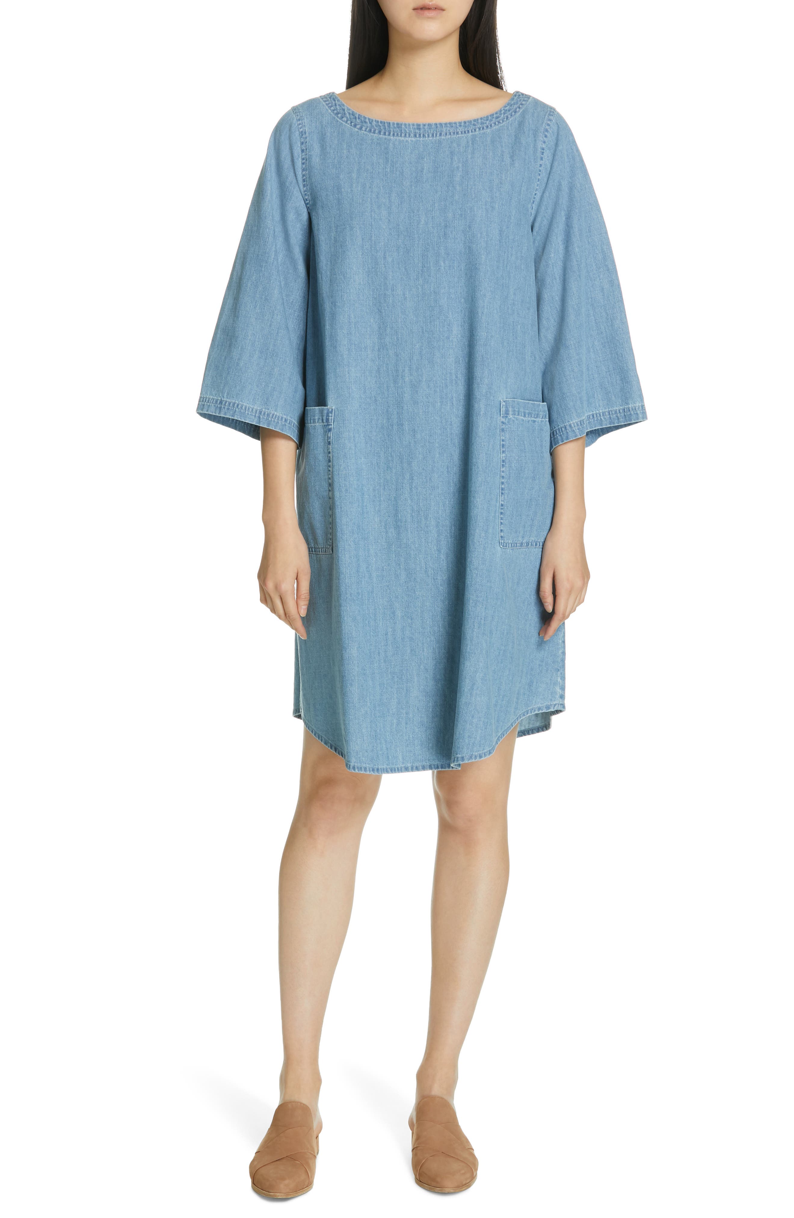 Eileen Fisher Chambray Shift Dress, Blue