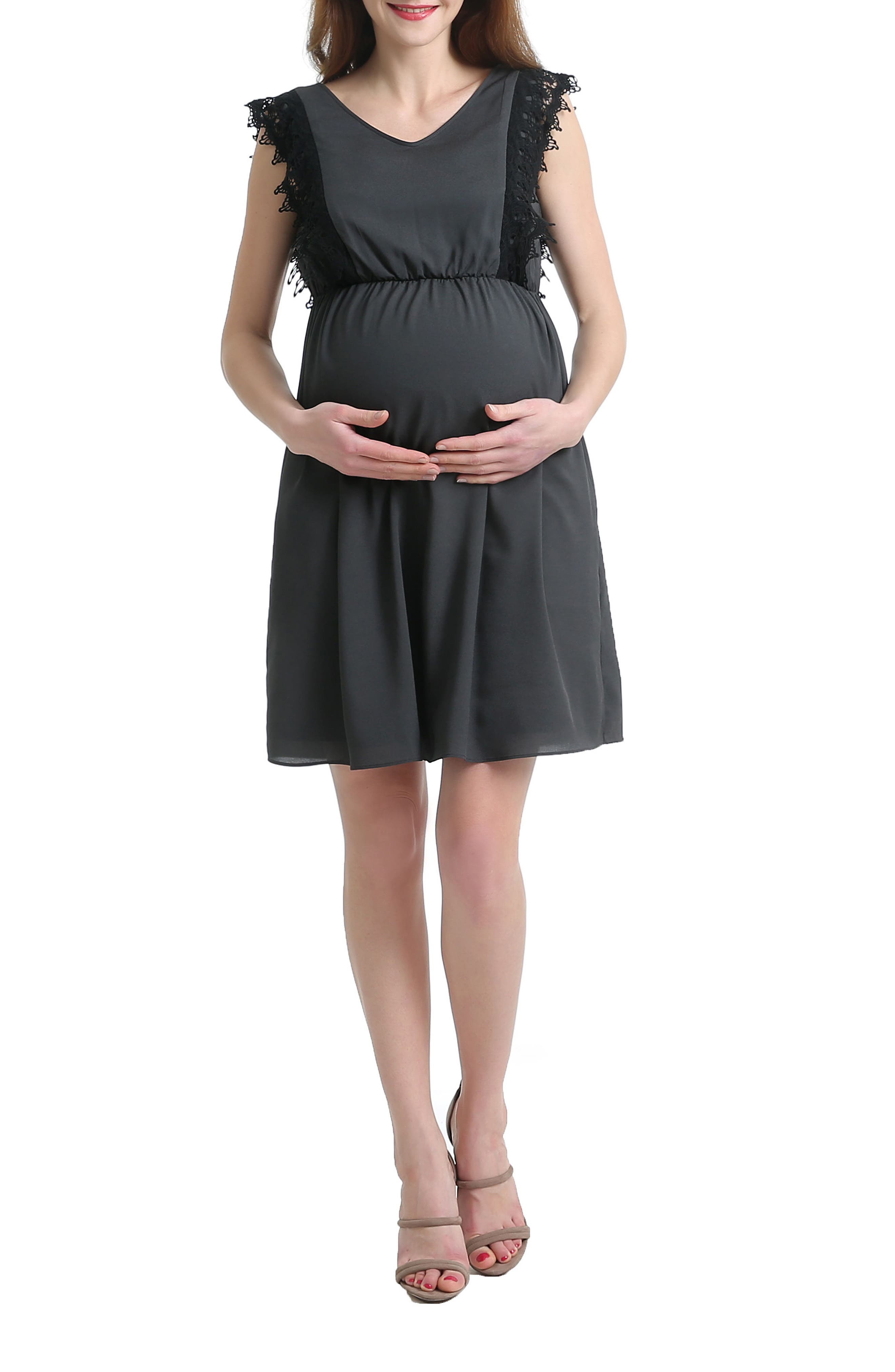 Kimi And Kai Hallie Lace Trim Maternity/nursing Dress