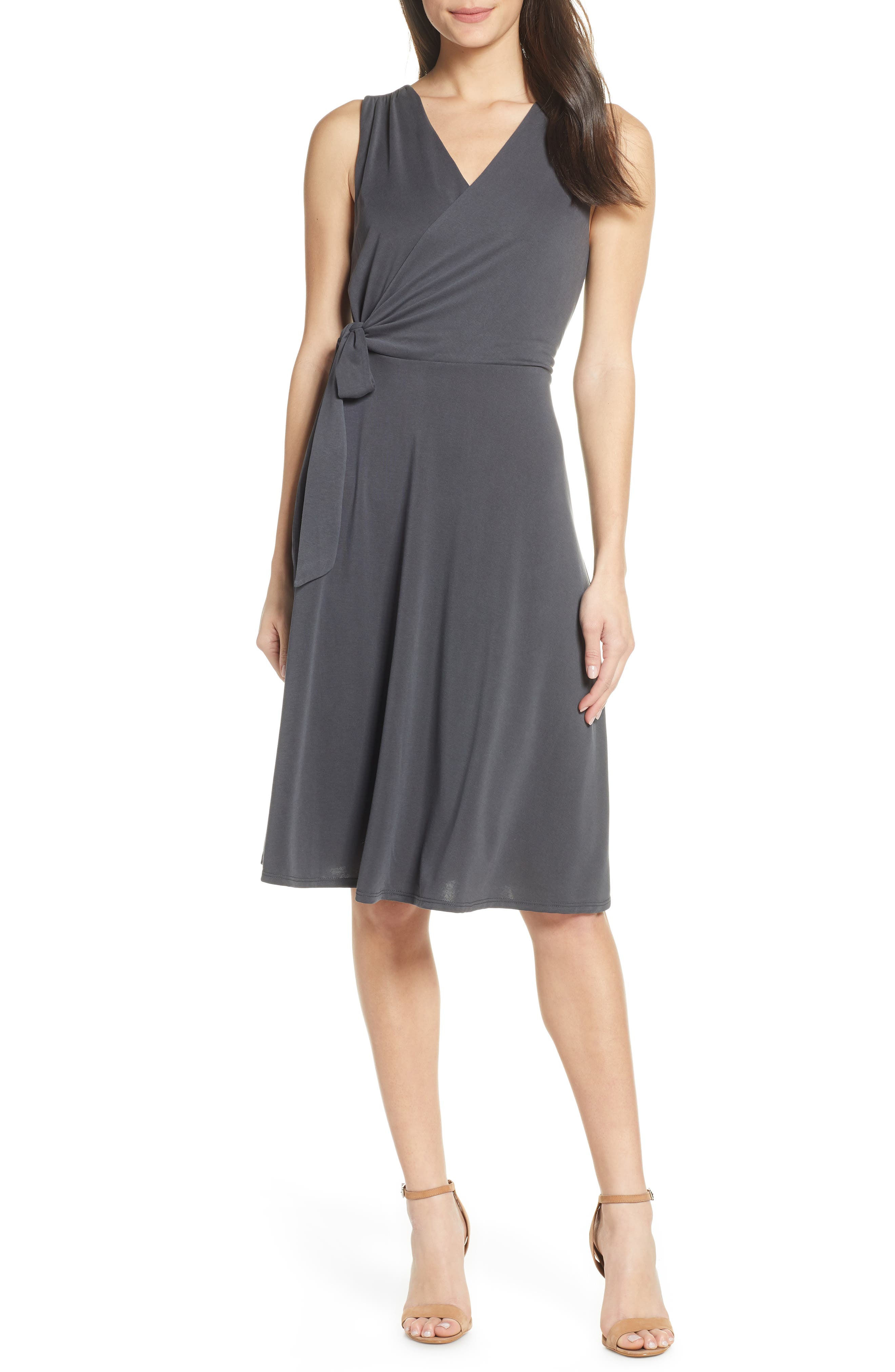 Chelsea28 Faux Wrap Tank Dress, Grey
