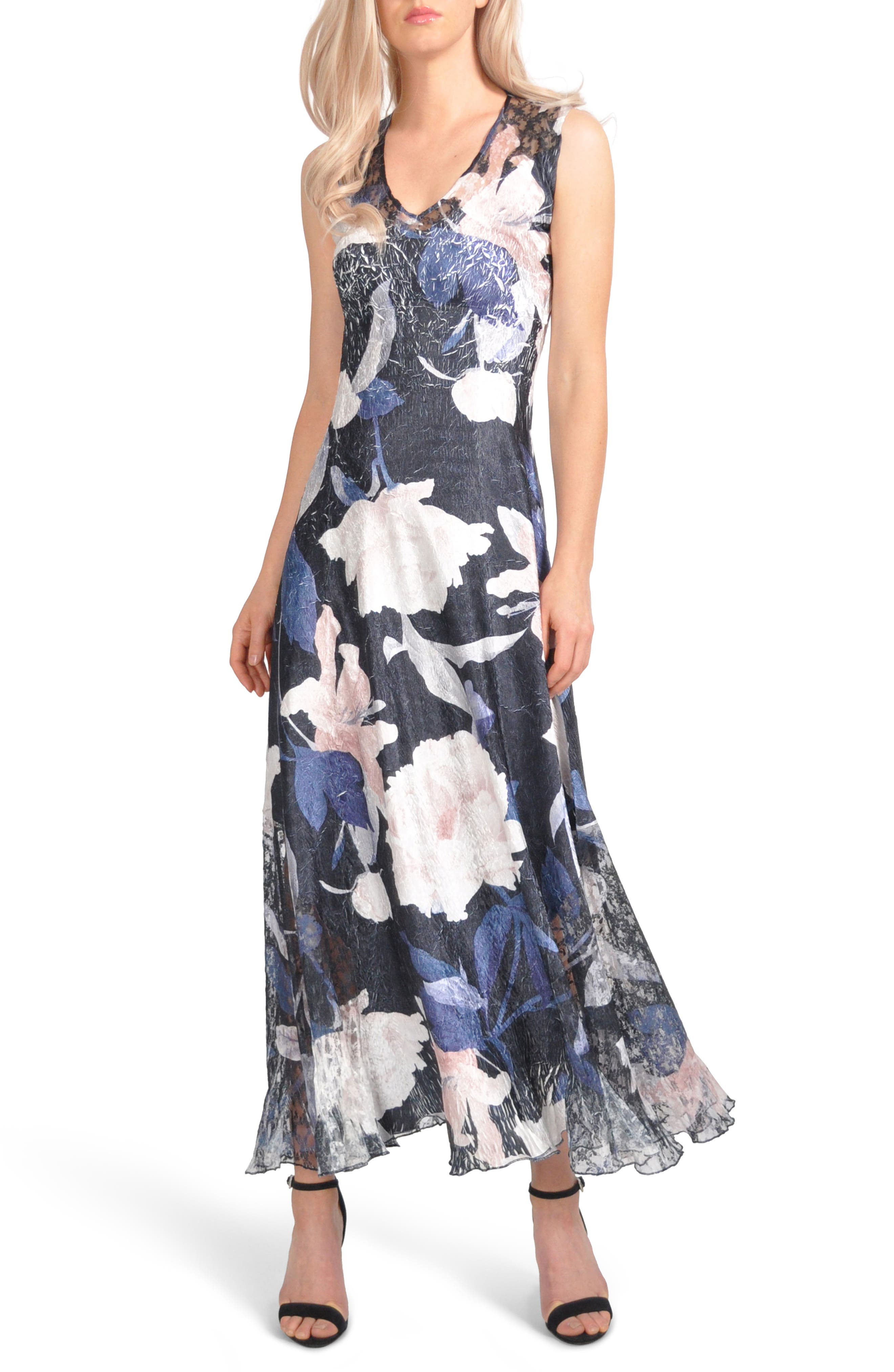 Komarov Lace-Up Maxi Dress, Blue