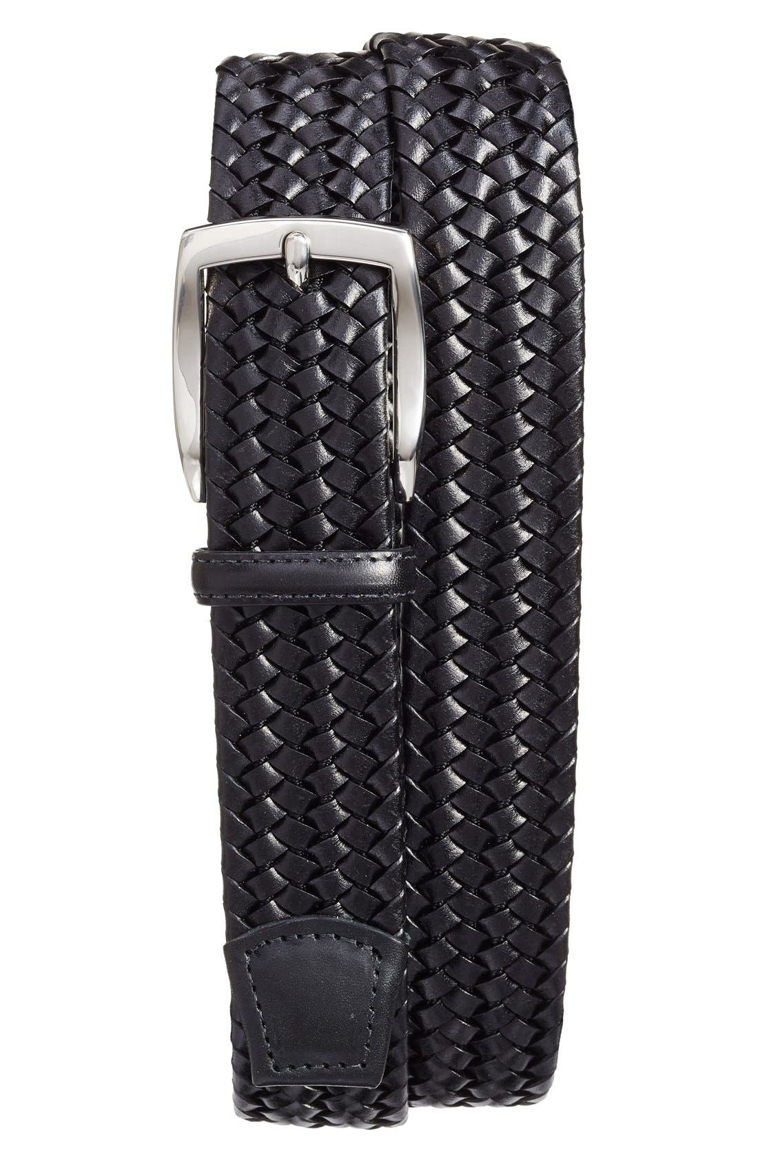 Torino Belts Woven Leather Belt, Black