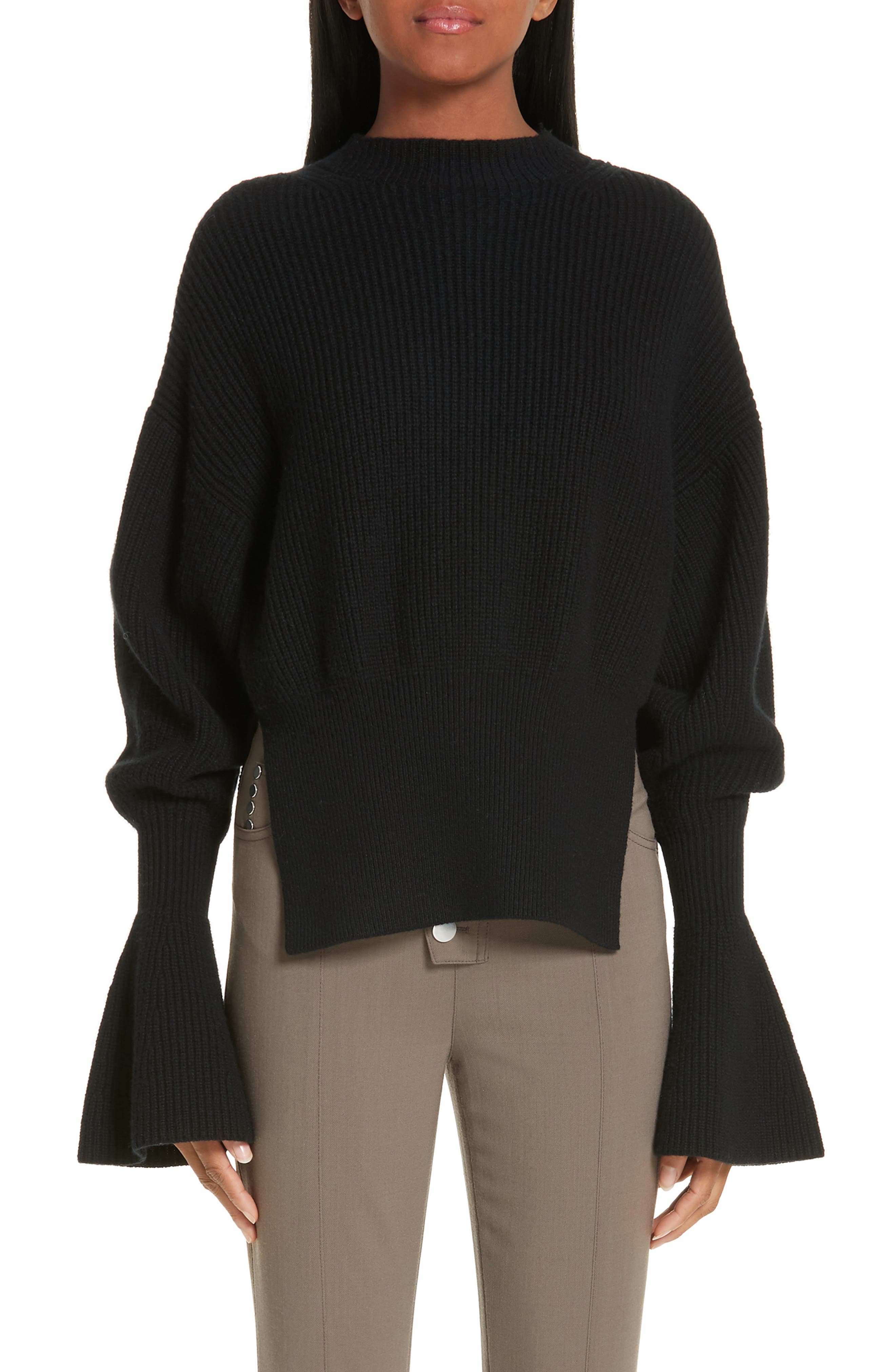 Alexander Wang Side Split Merino Wool & Cashmere Blend Sweater