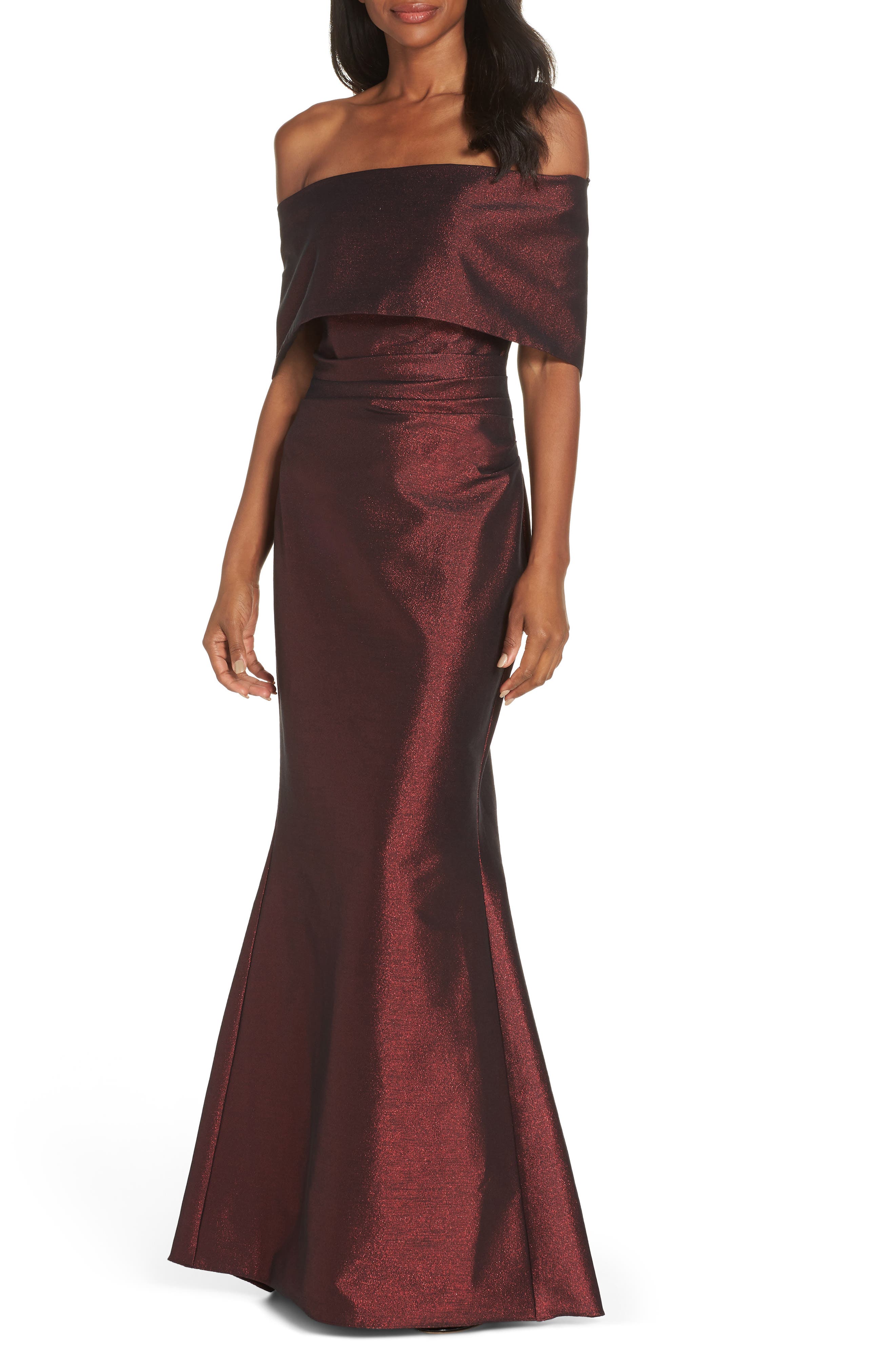 Vince Camuto Foldover Neckline Gown, Red