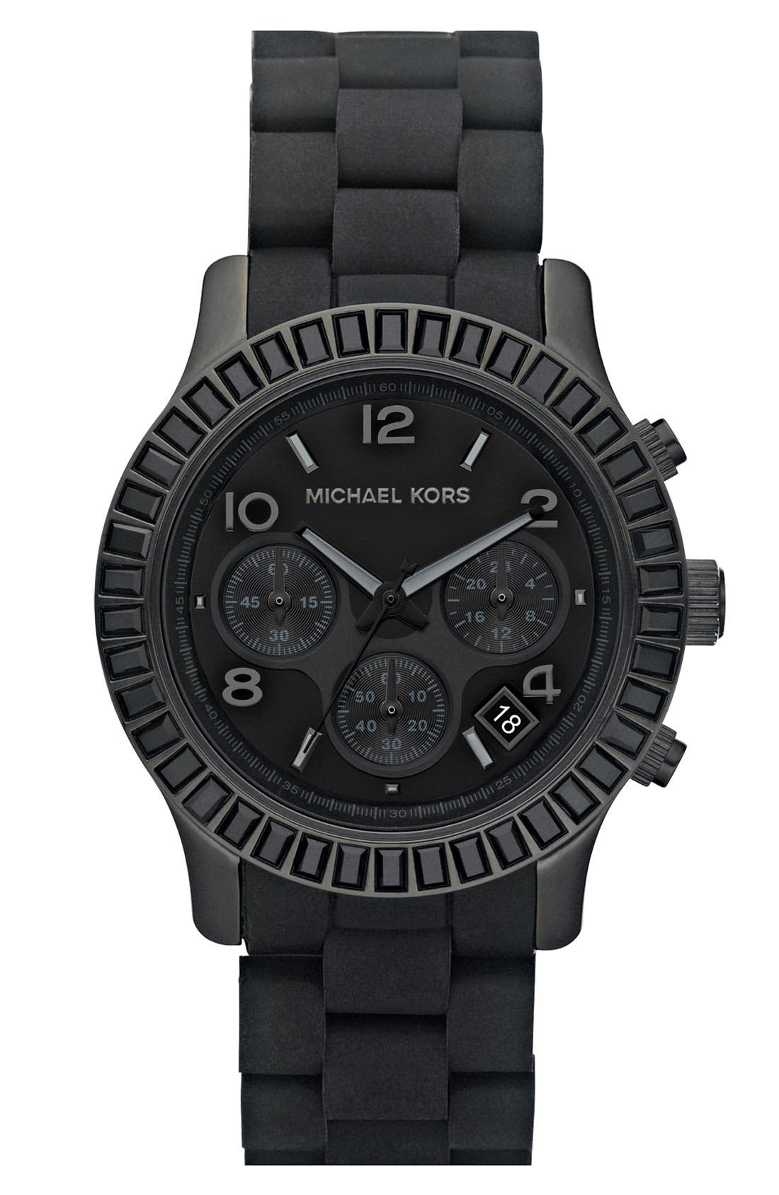 Michael Kors 'Runway' Black Crystal Rim Watch | Nordstrom
