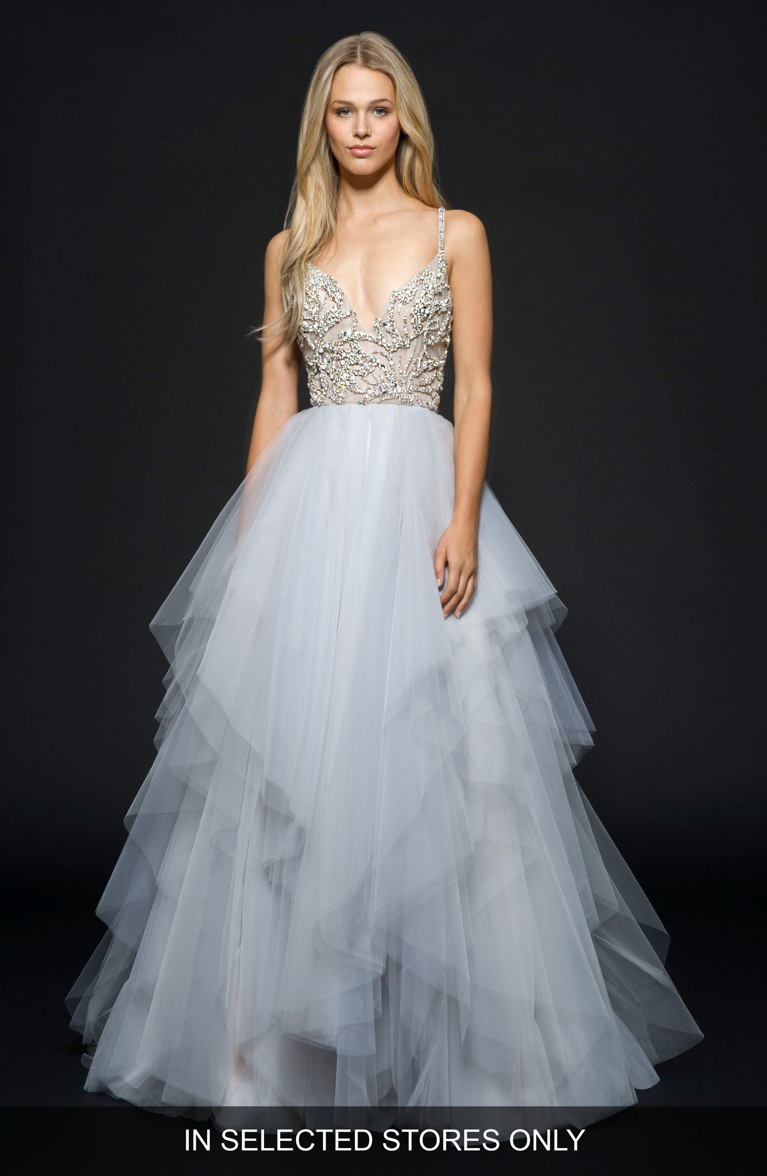 Hayley Paige Arlo Beaded Tulle Ballgown, Size IN STORE ONLY - Blue