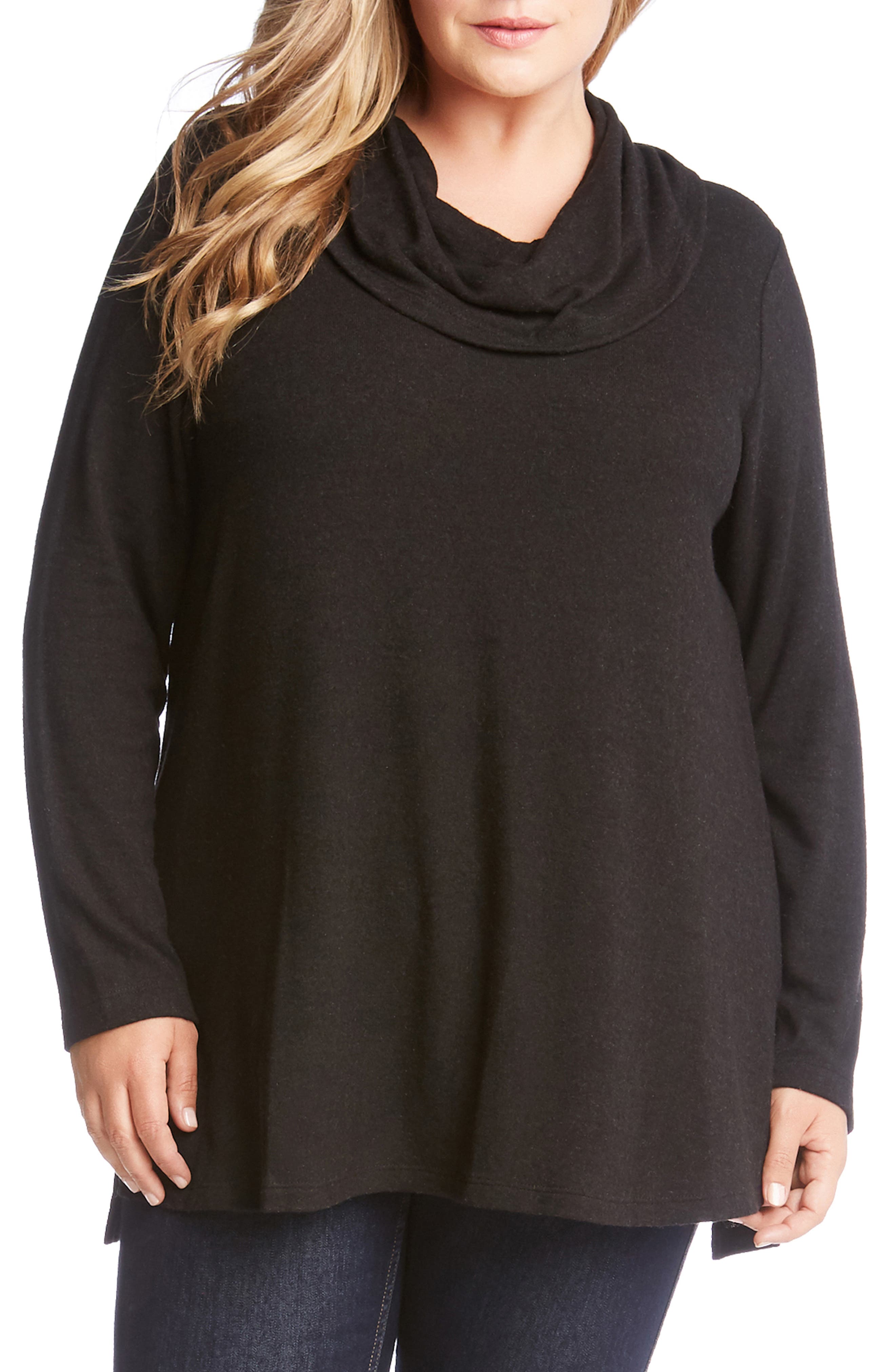Plus Size Karen Kane Cowl Neck Sweater, Black