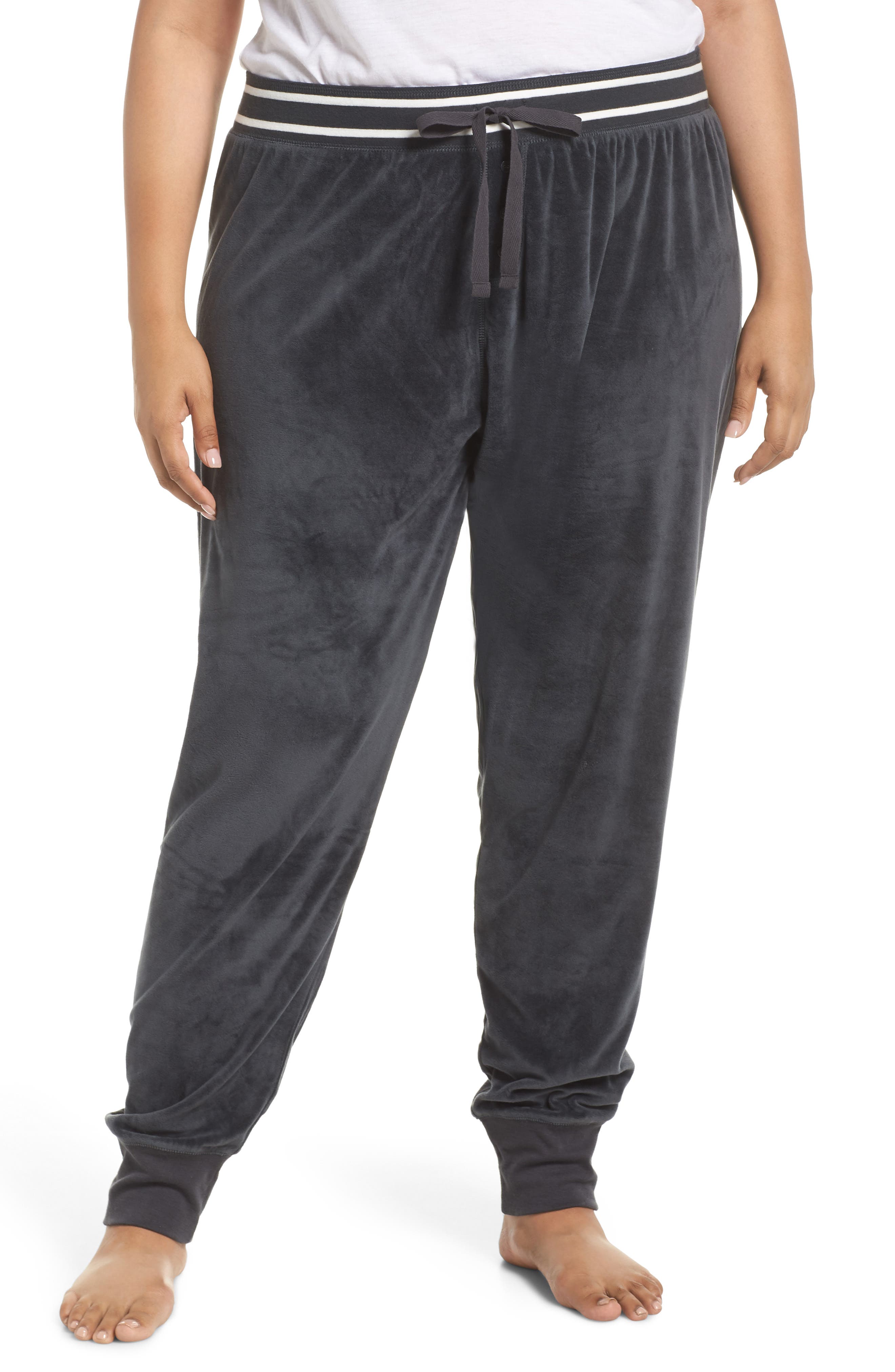 Plus Size Pj Salvage Velour Pajama Pants, Grey