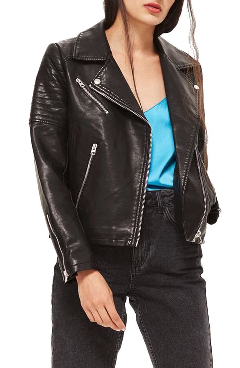 Top Blossom Faux Leather Biker Jacket Nordstrom Top Blossom Faux Leather Biker Jacket Main Color 001