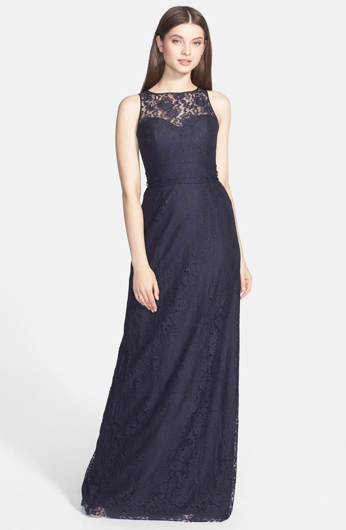Amsale Illusion Yoke Lace Gown