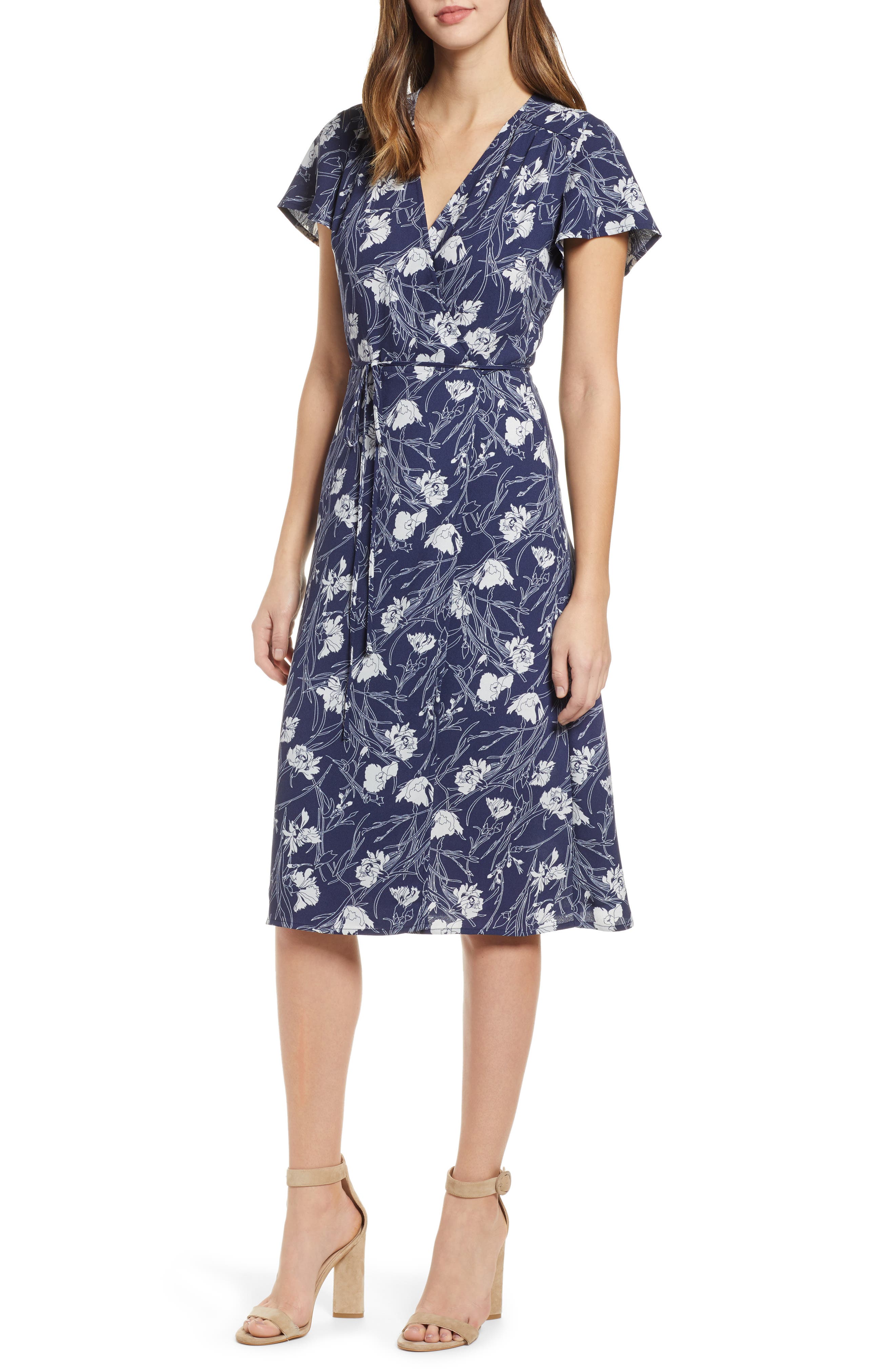Leith Midi Wrap Dress, Blue