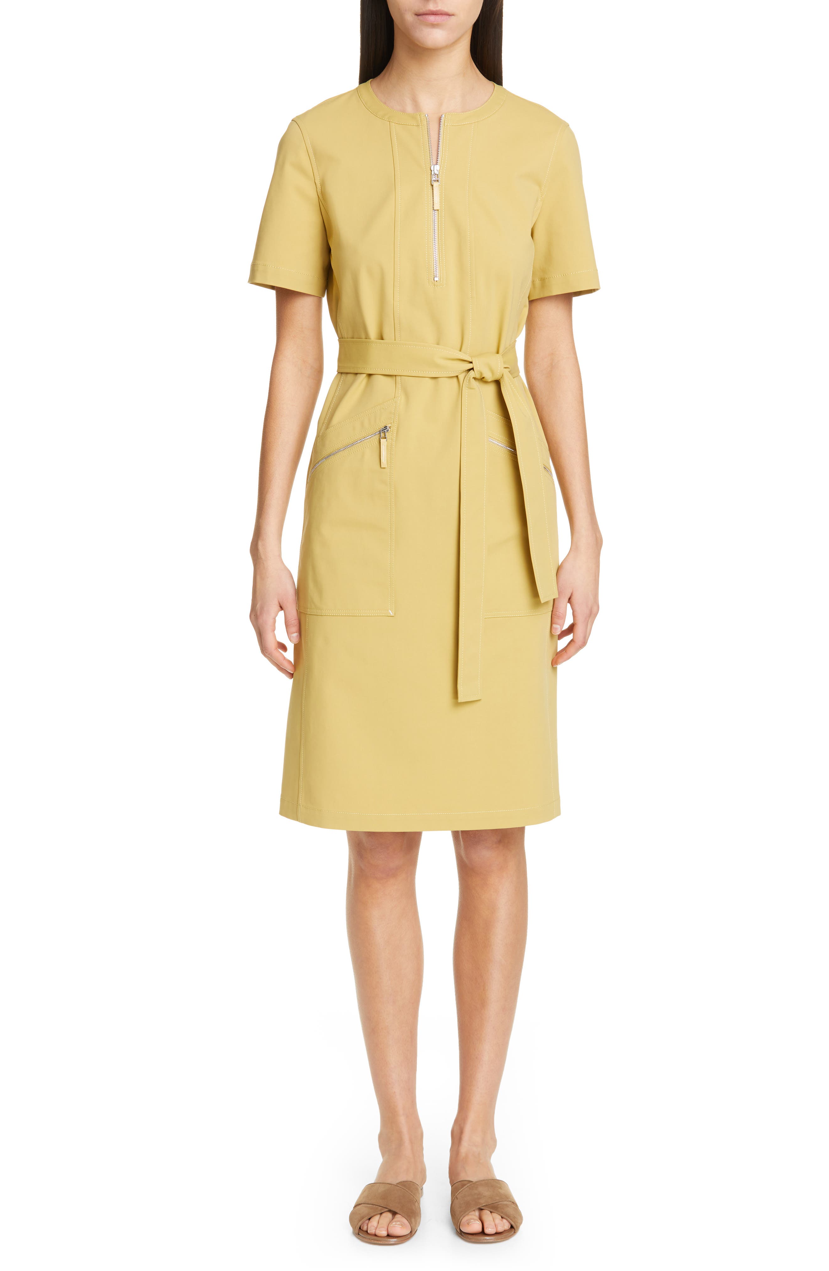 Lafayette 148 New York Elizabella Belted Dress, Green
