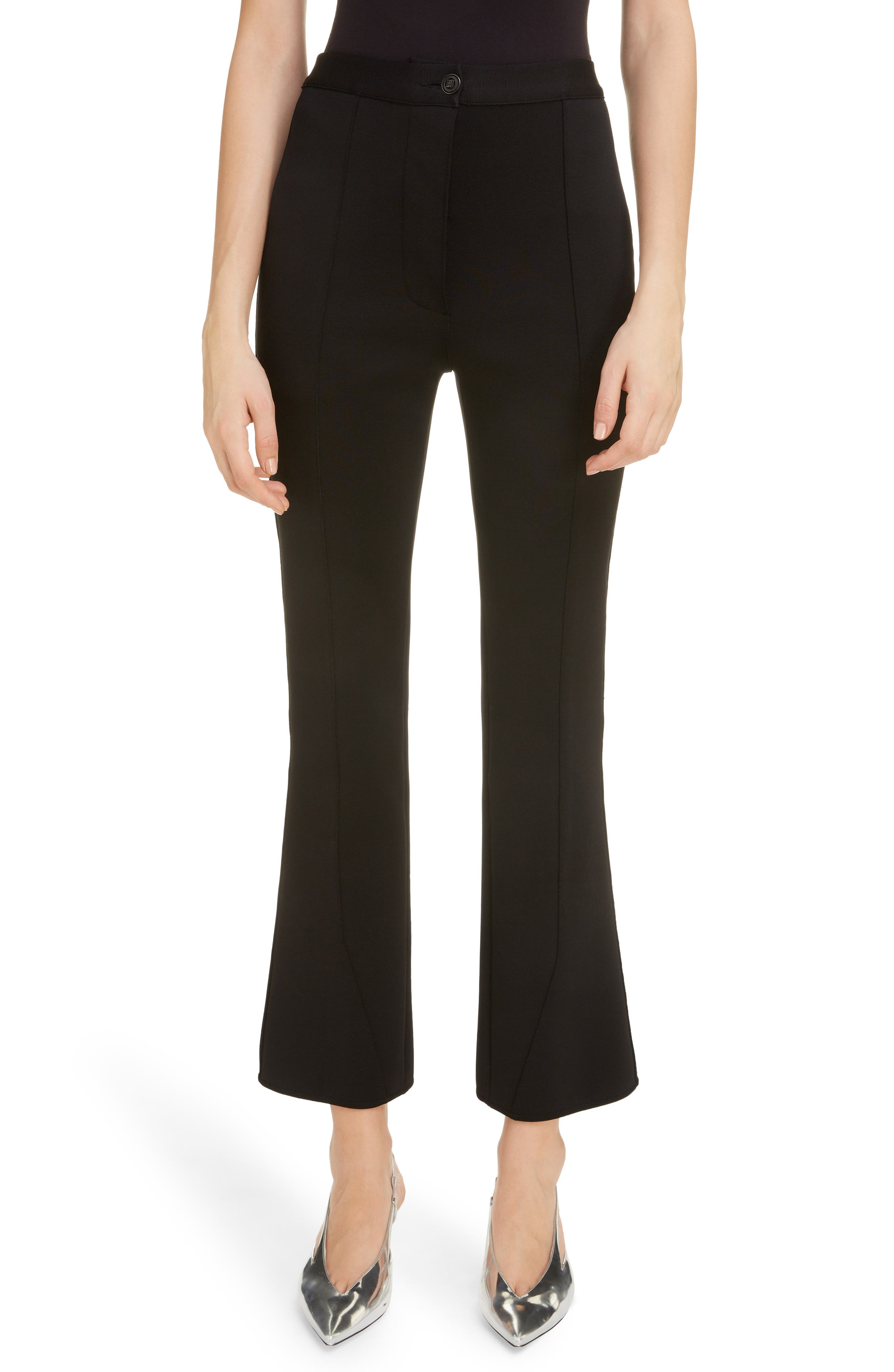 Givenchy Milano Knit Crop Flare Pants, Black