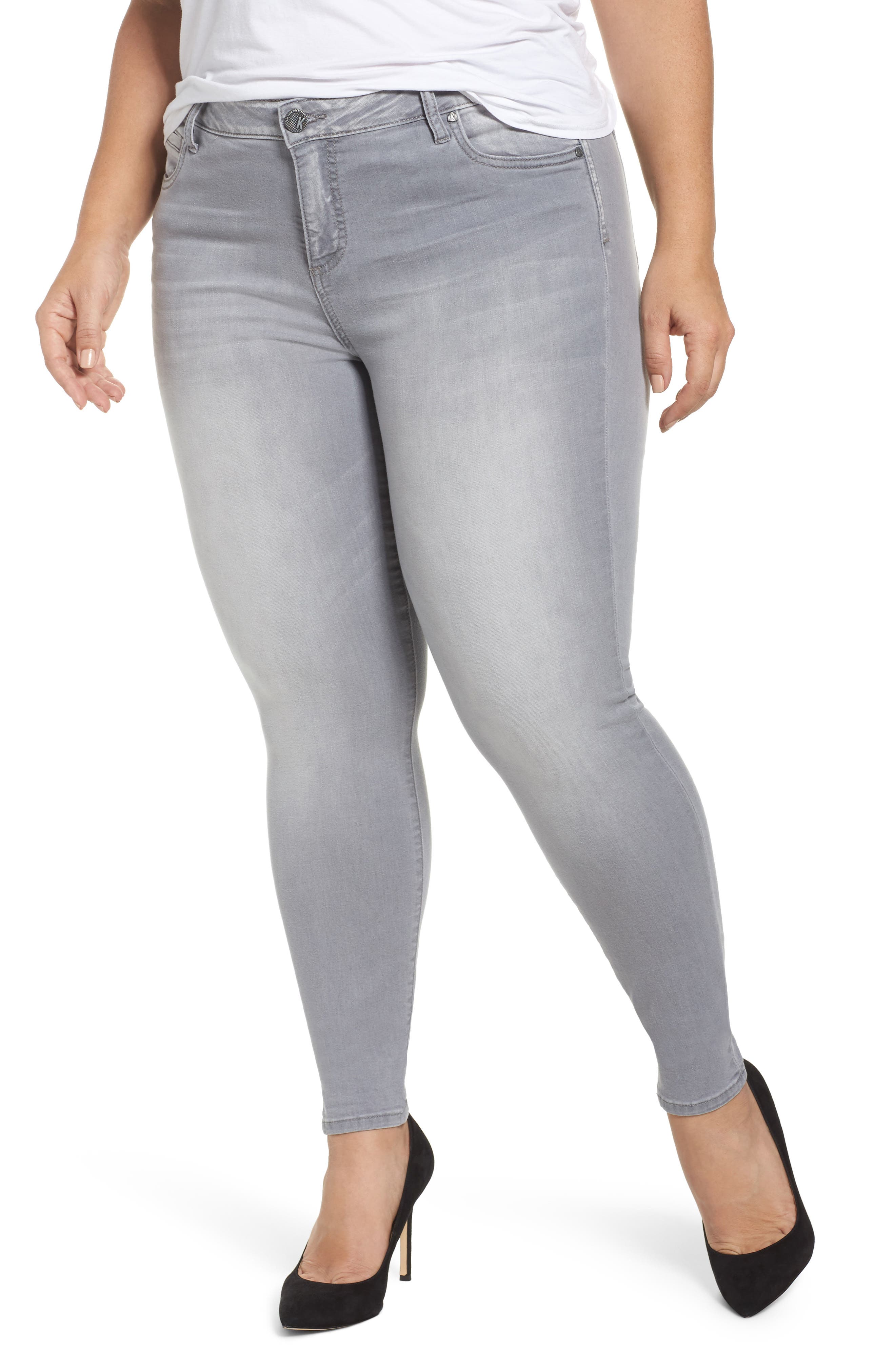 Plus Size Kut From The Kloth Mia Skinny Jeans, Grey