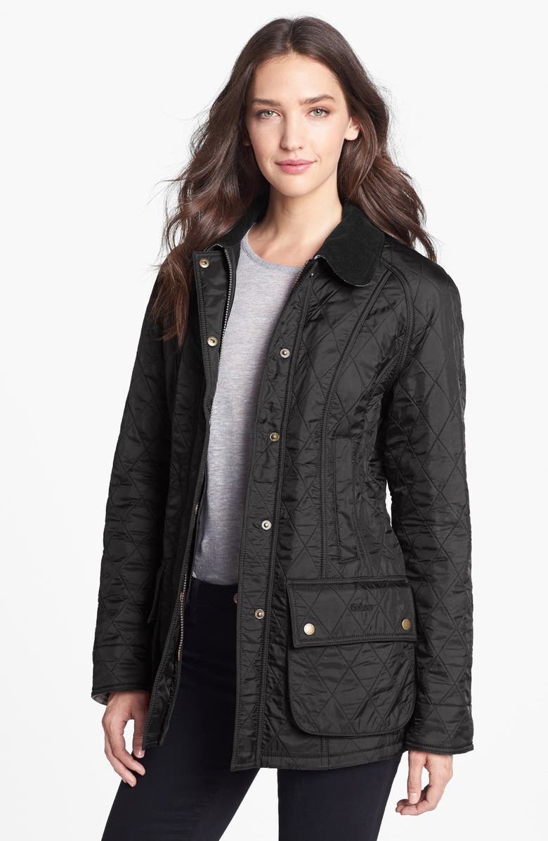 'Beadnell' Quilted Jacket,                         Main,                         color, BLACK/ BLACK