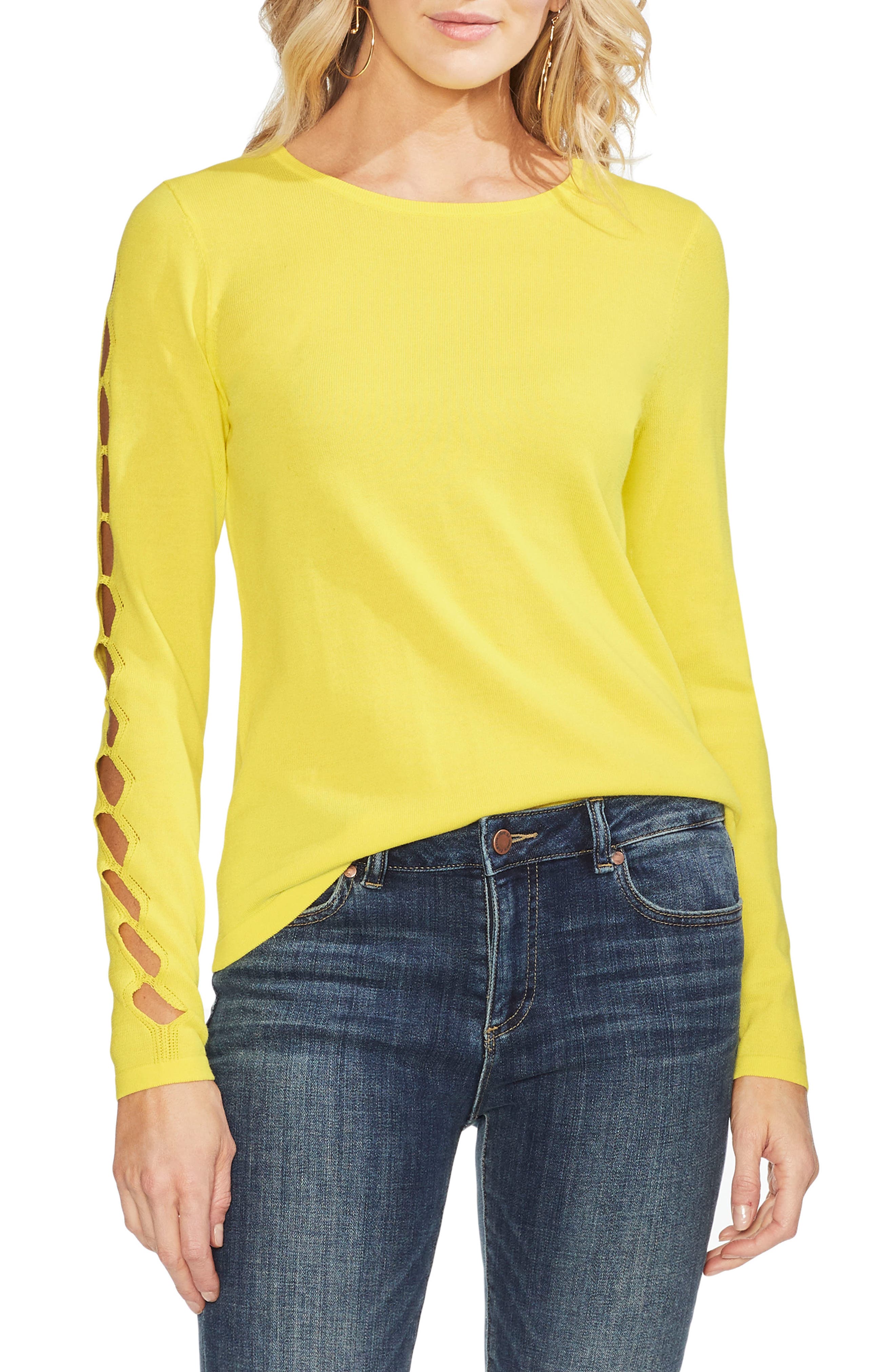 Vince Camuto Cutout Sleeve Sweater, Yellow