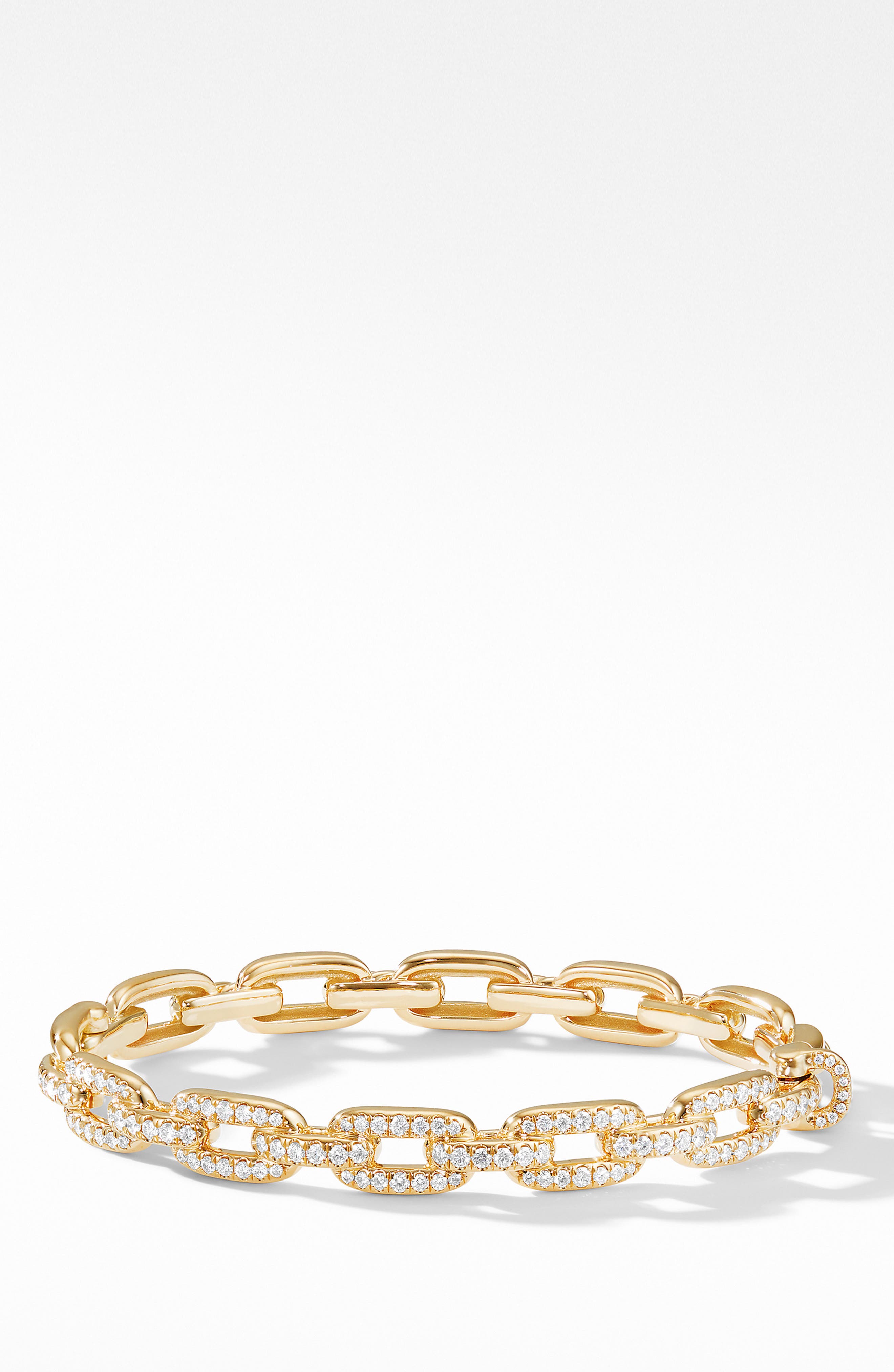 David Yurman Stax 18K Yellow Gold Chain Link Bracelet with Diamonds