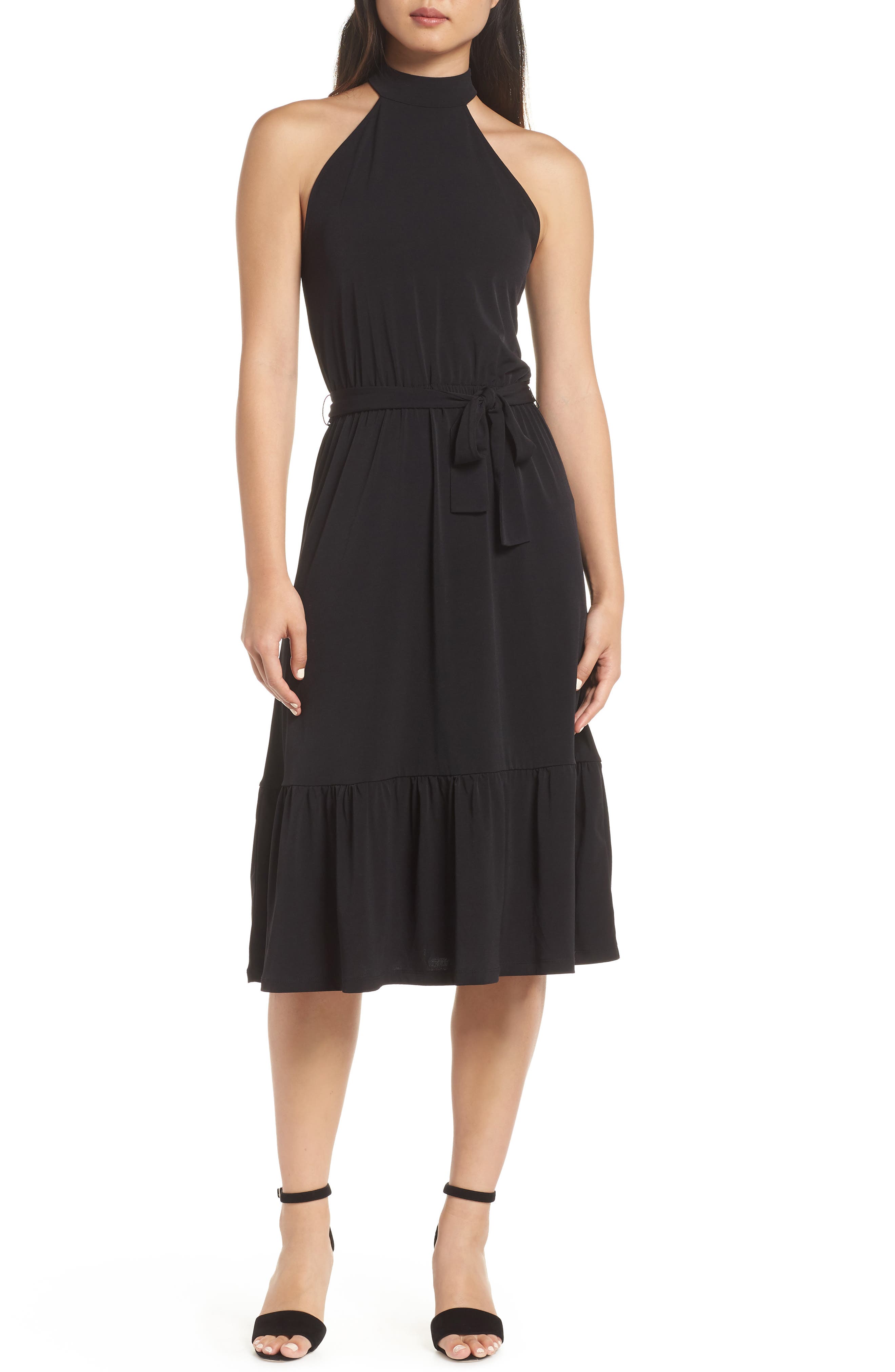 Michael Michael Kors Halter Midi Dress, Black