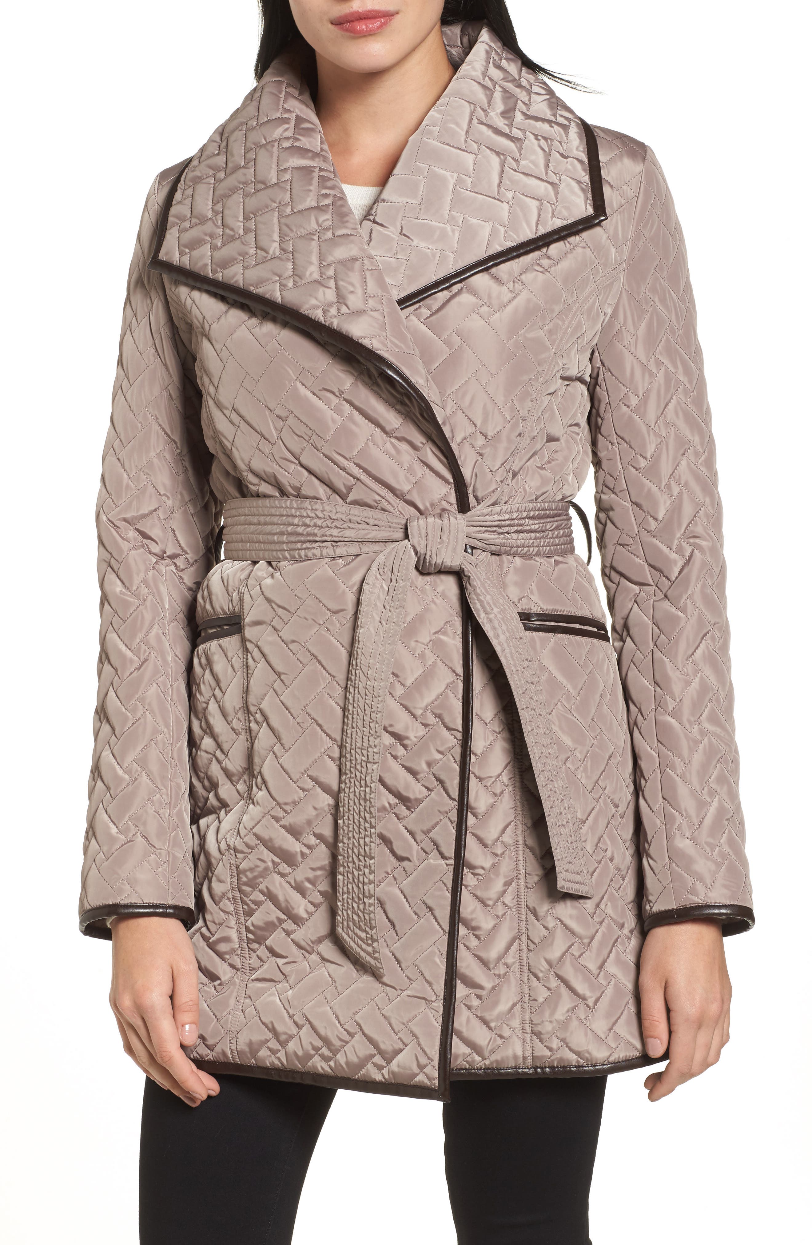 Cole Haan Signature Water Resistant Quilted Wrap Coat Nordstrom