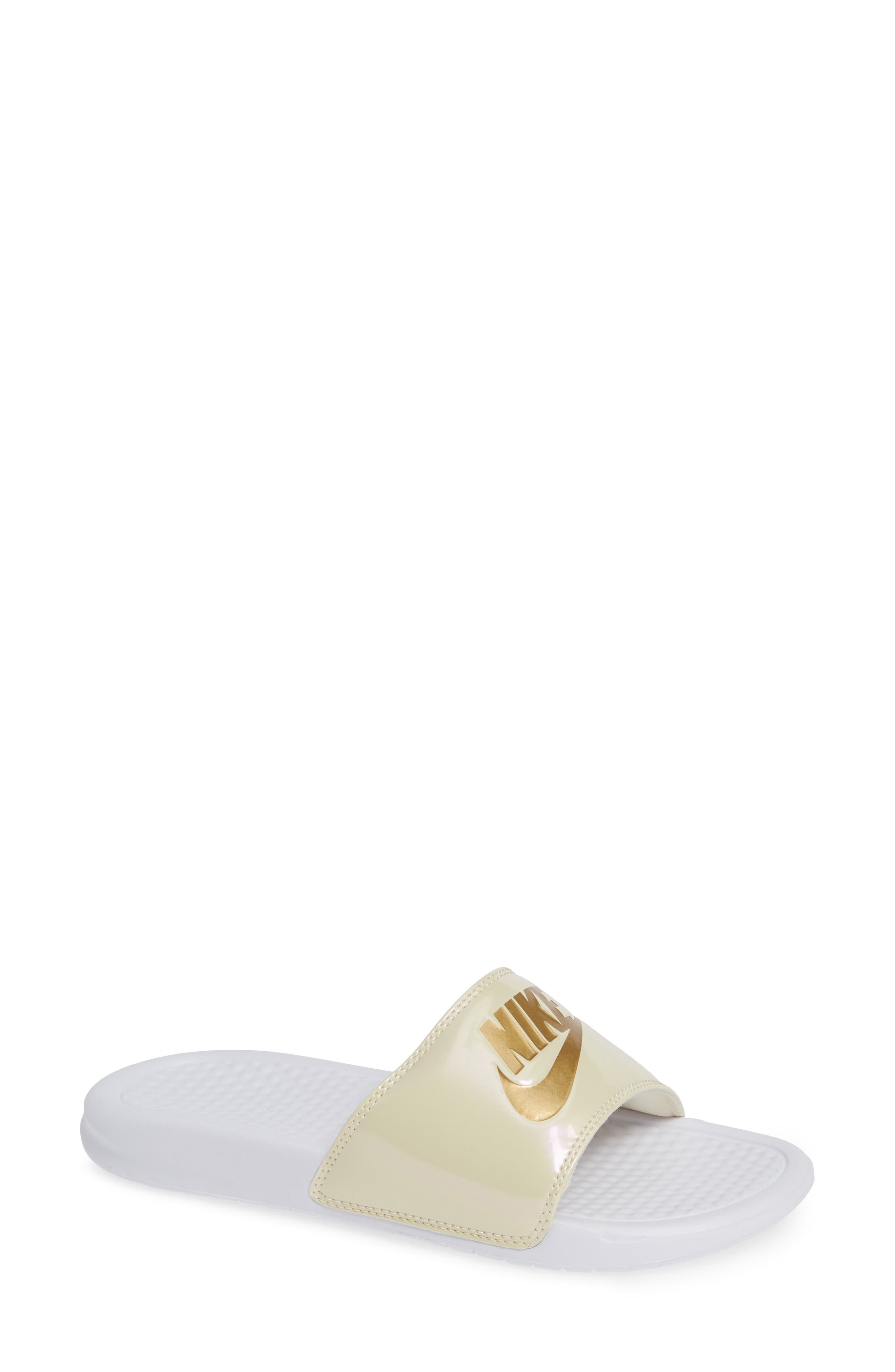 women's nike benassi just do it metallic slide sandals