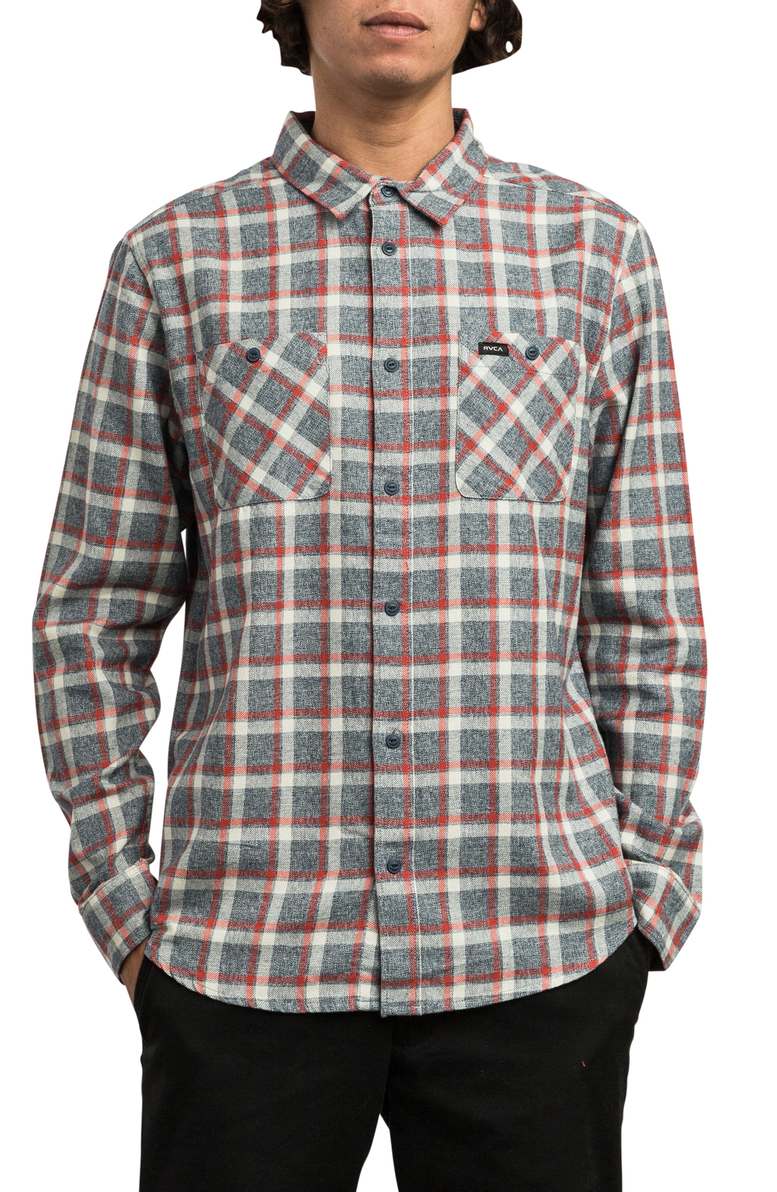 Rvca Hero Flannel Shirt, Blue