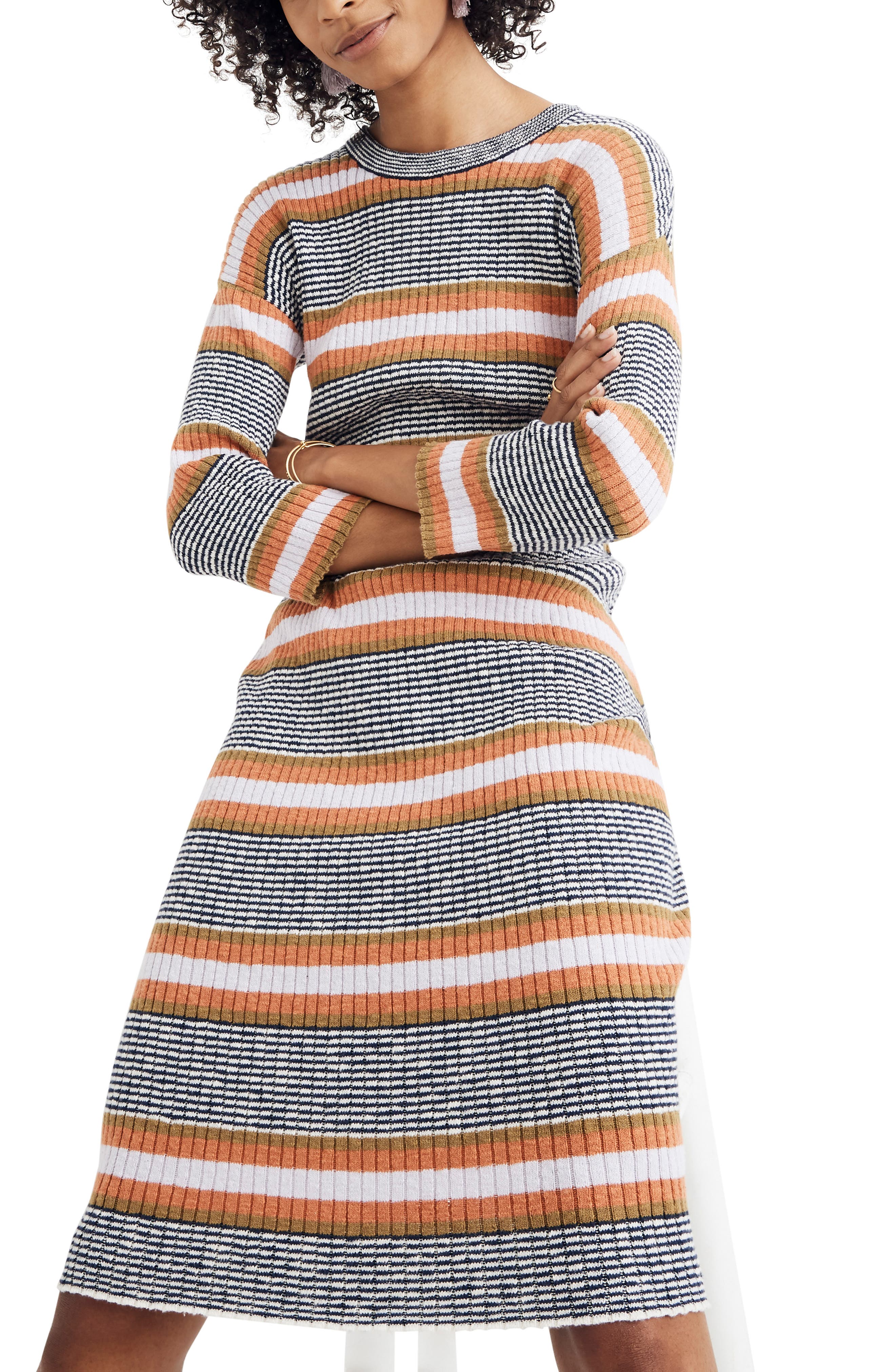 Madewell Stripe Sweater Dress, White