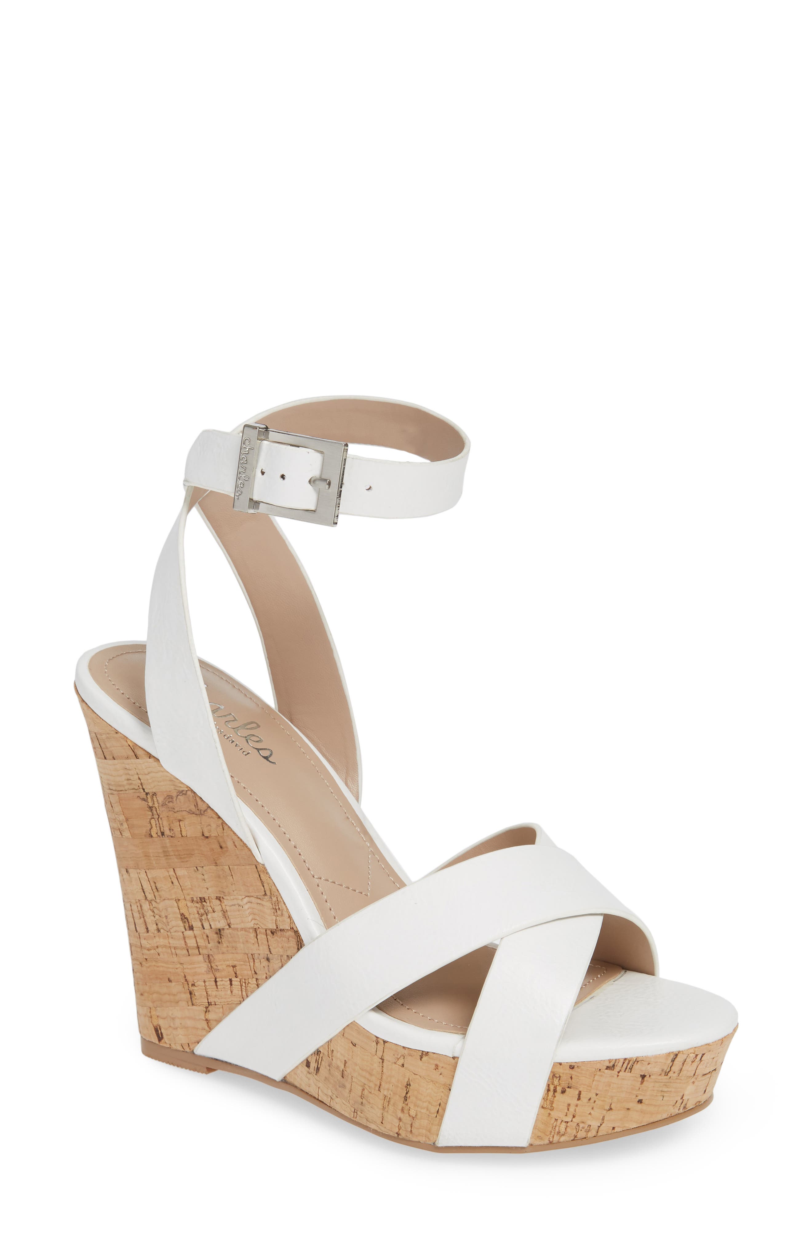 Charles By Charles David Aleck Platform Wedge Sandal, White