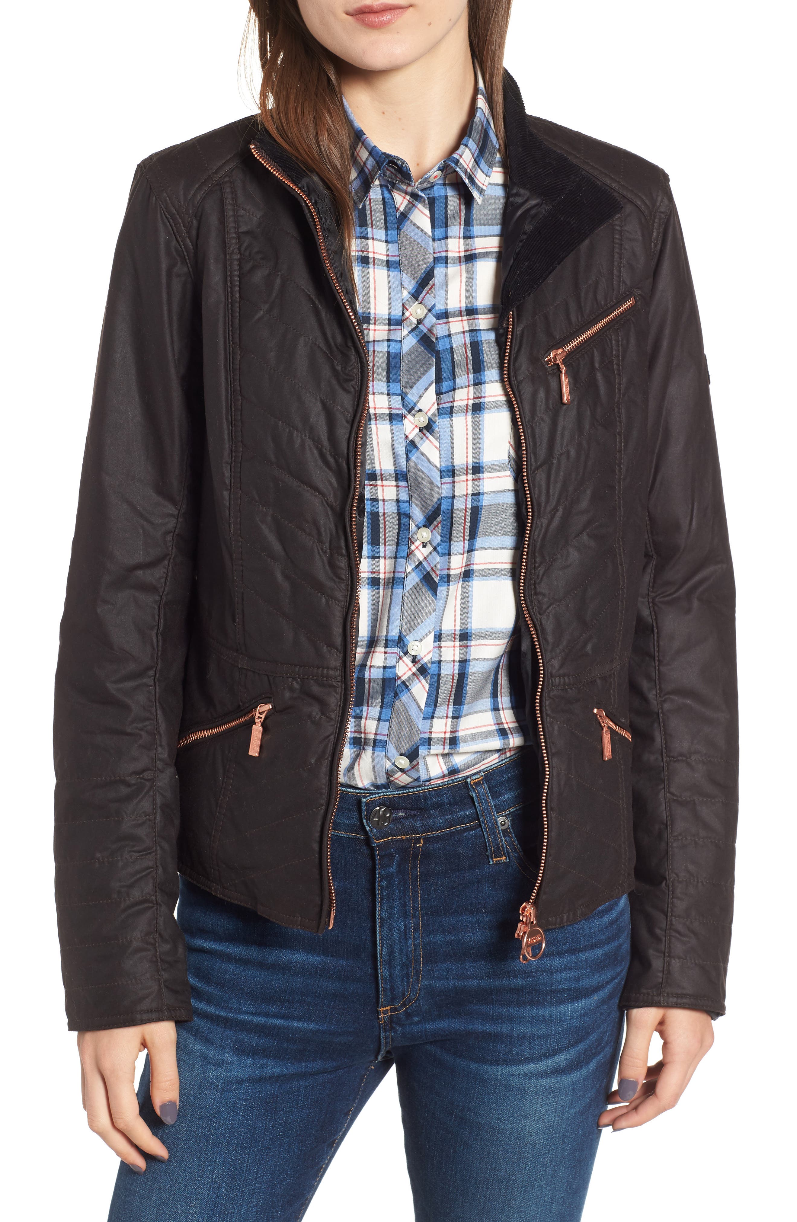 Barbour Backmarker Water Resistant Waxed Cotton Jacket, US / 8 UK - Red