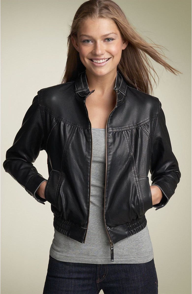 Hot Kiss Faux Leather Bomber Jacket (Juniors) | Nordstrom