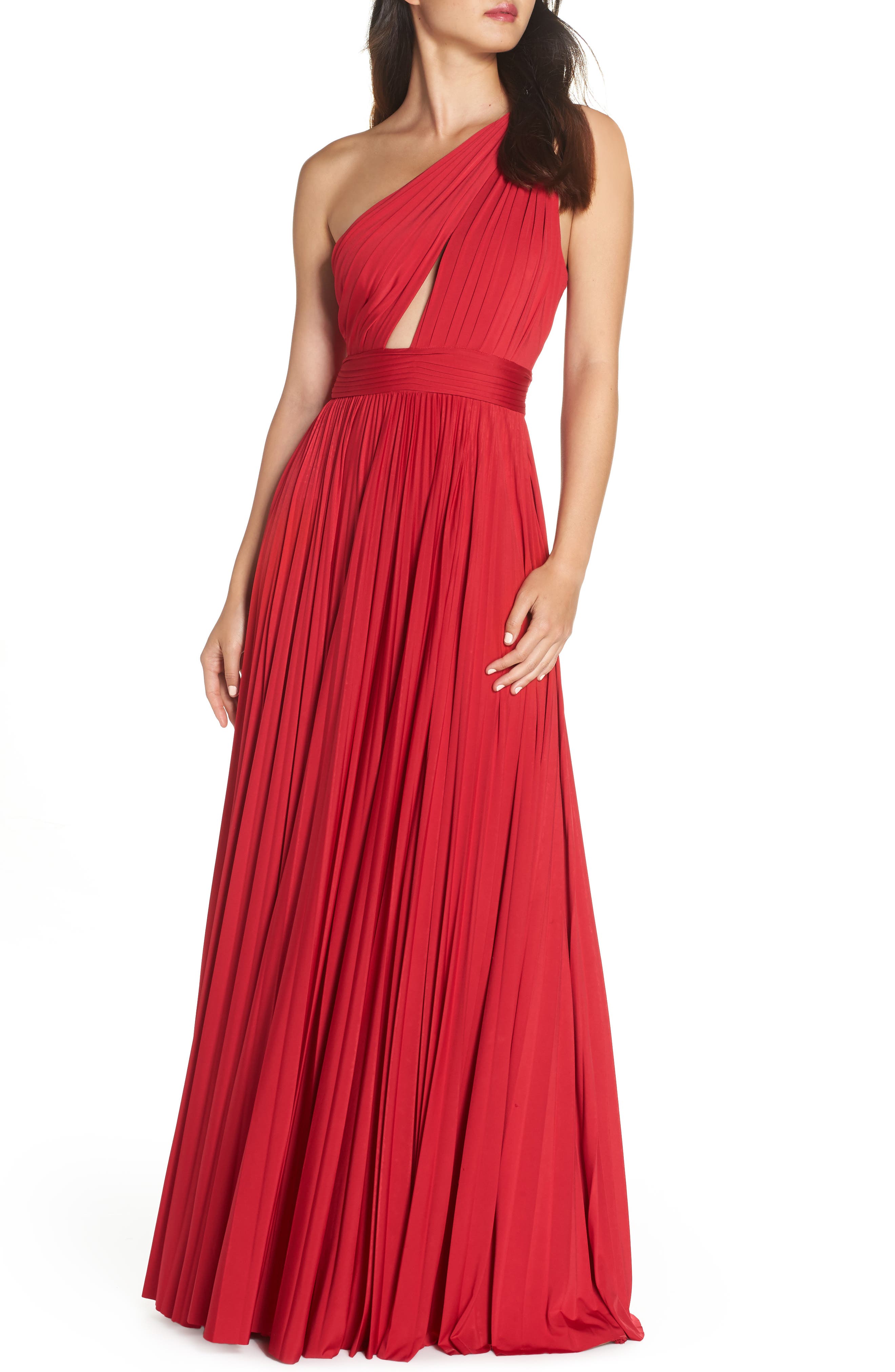 Jill Jill Stuart One-Shoulder Pleat Gown