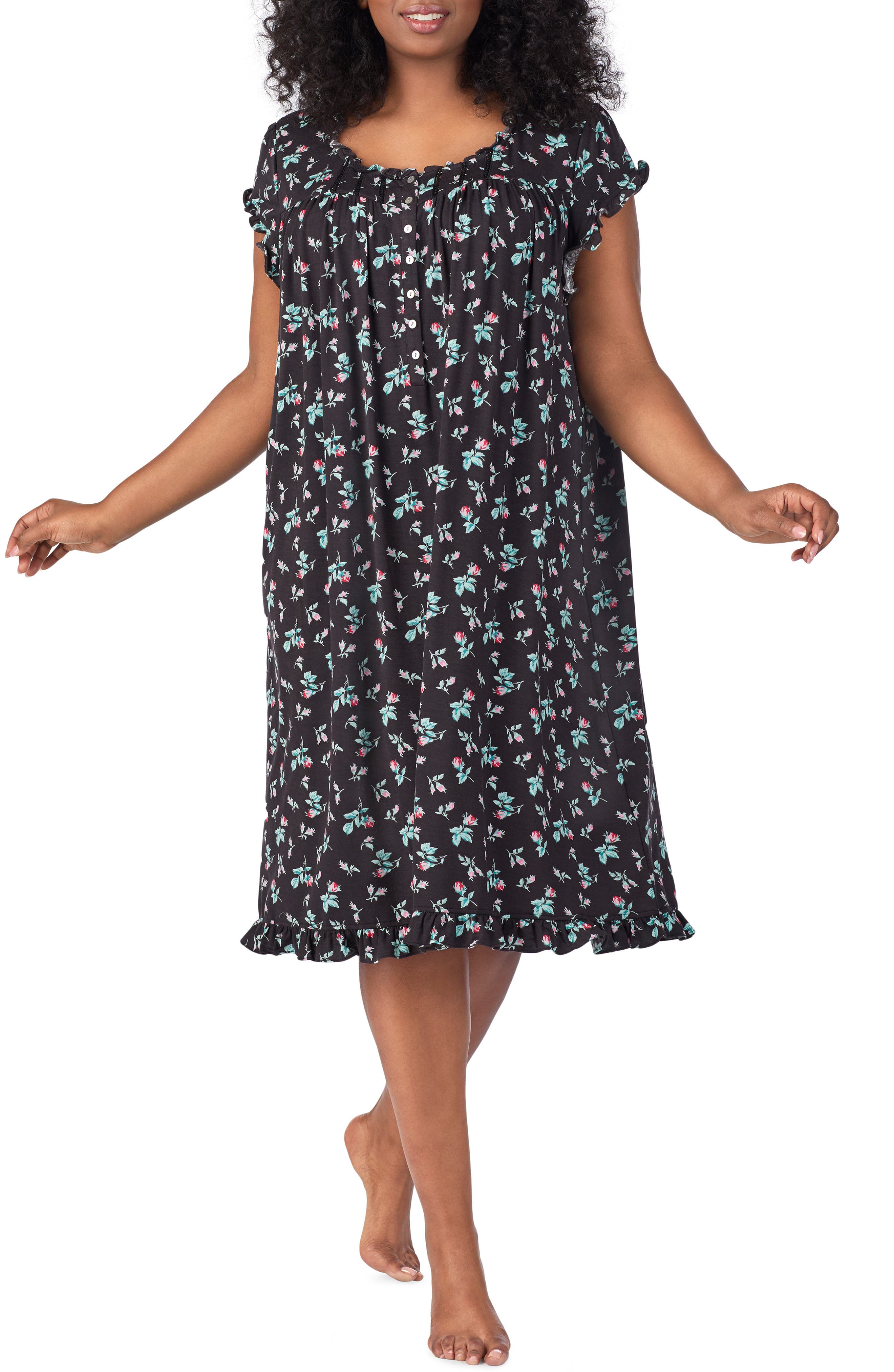 Plus Size Eileen West Waltz Nightgown, Black