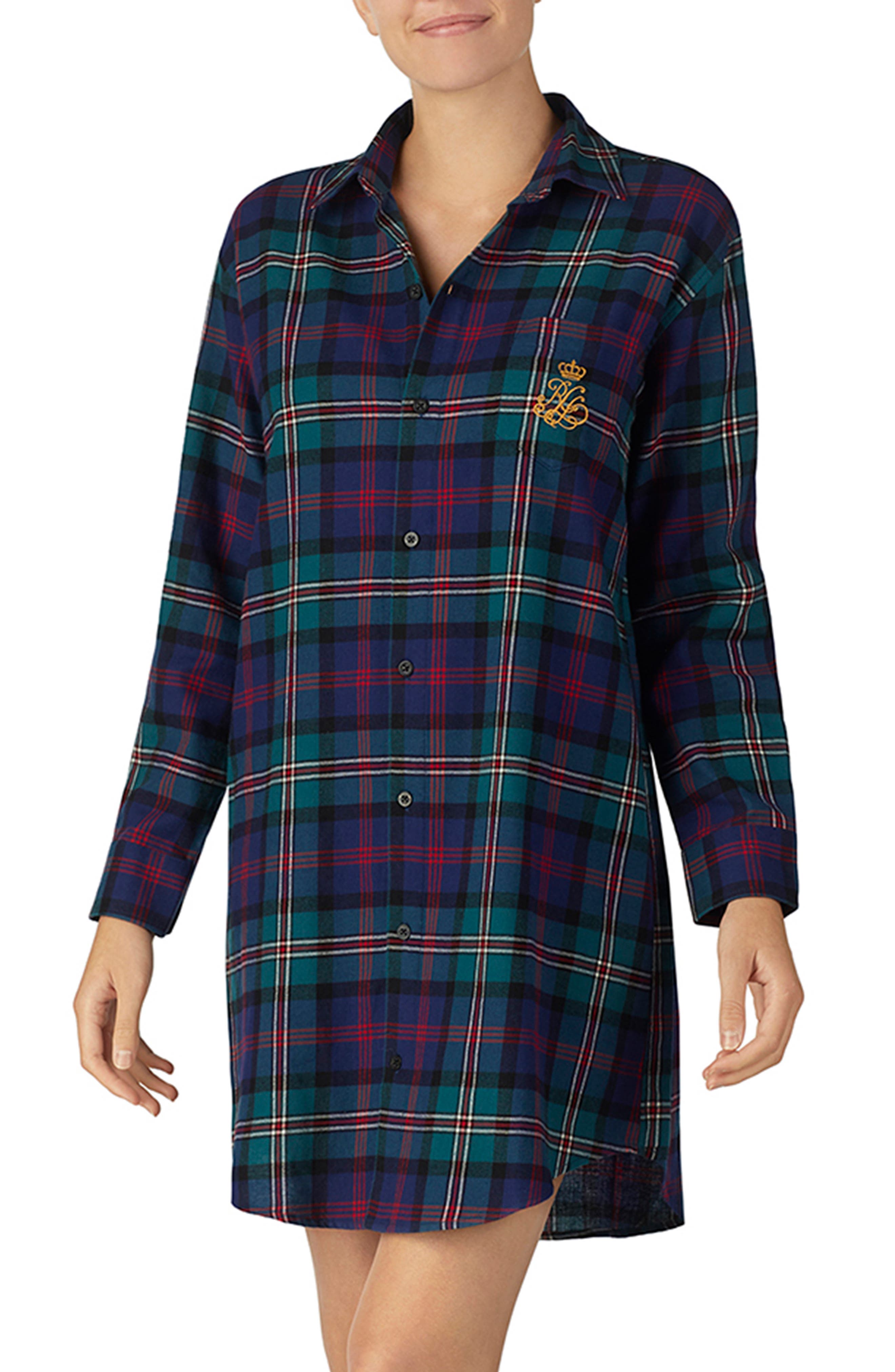 Lauren Ralph Lauren Plaid Flannel Sleep Shirt