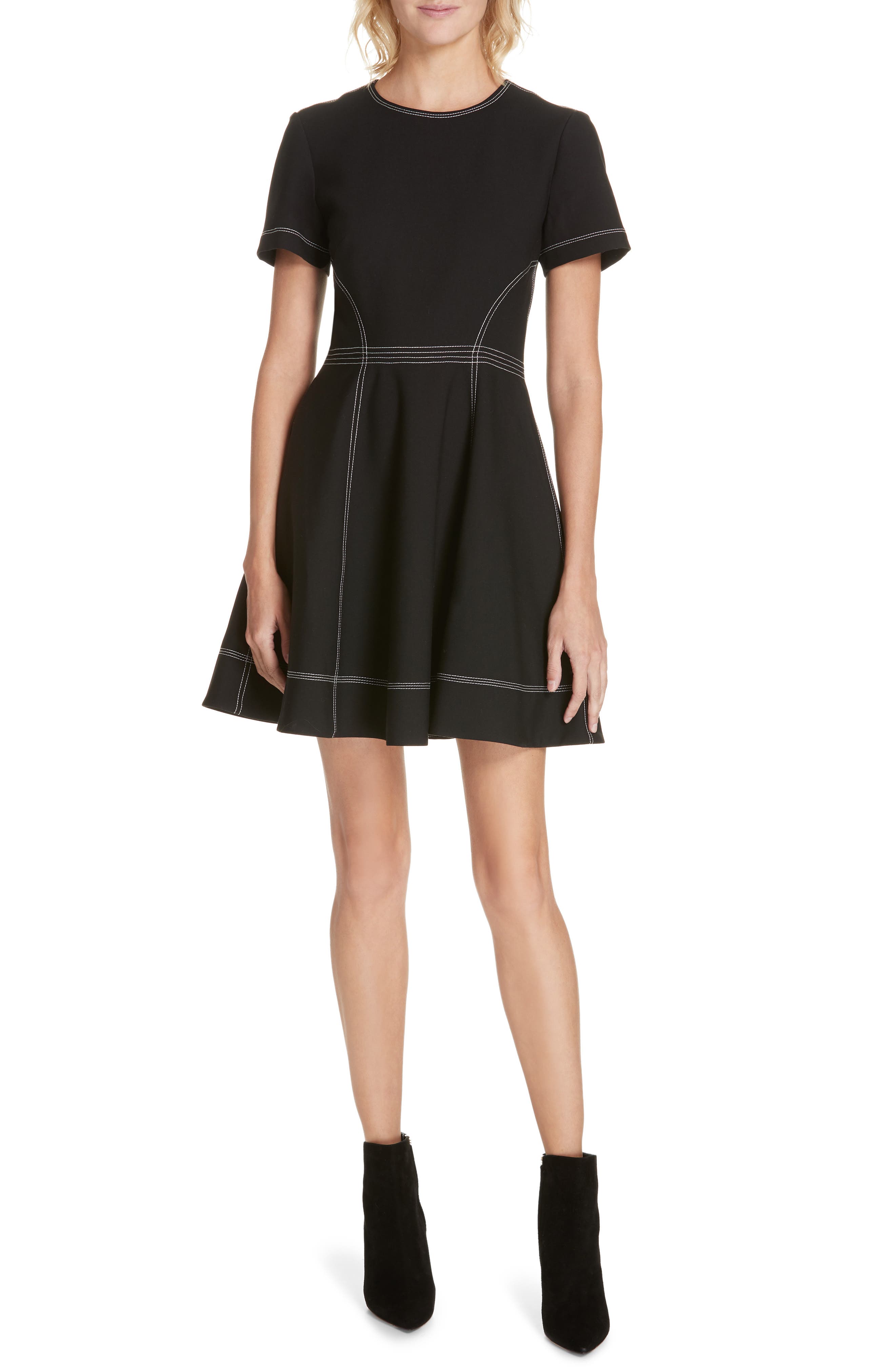 Cinq A Sept Bryce Contrast Stitch Minidress, Black