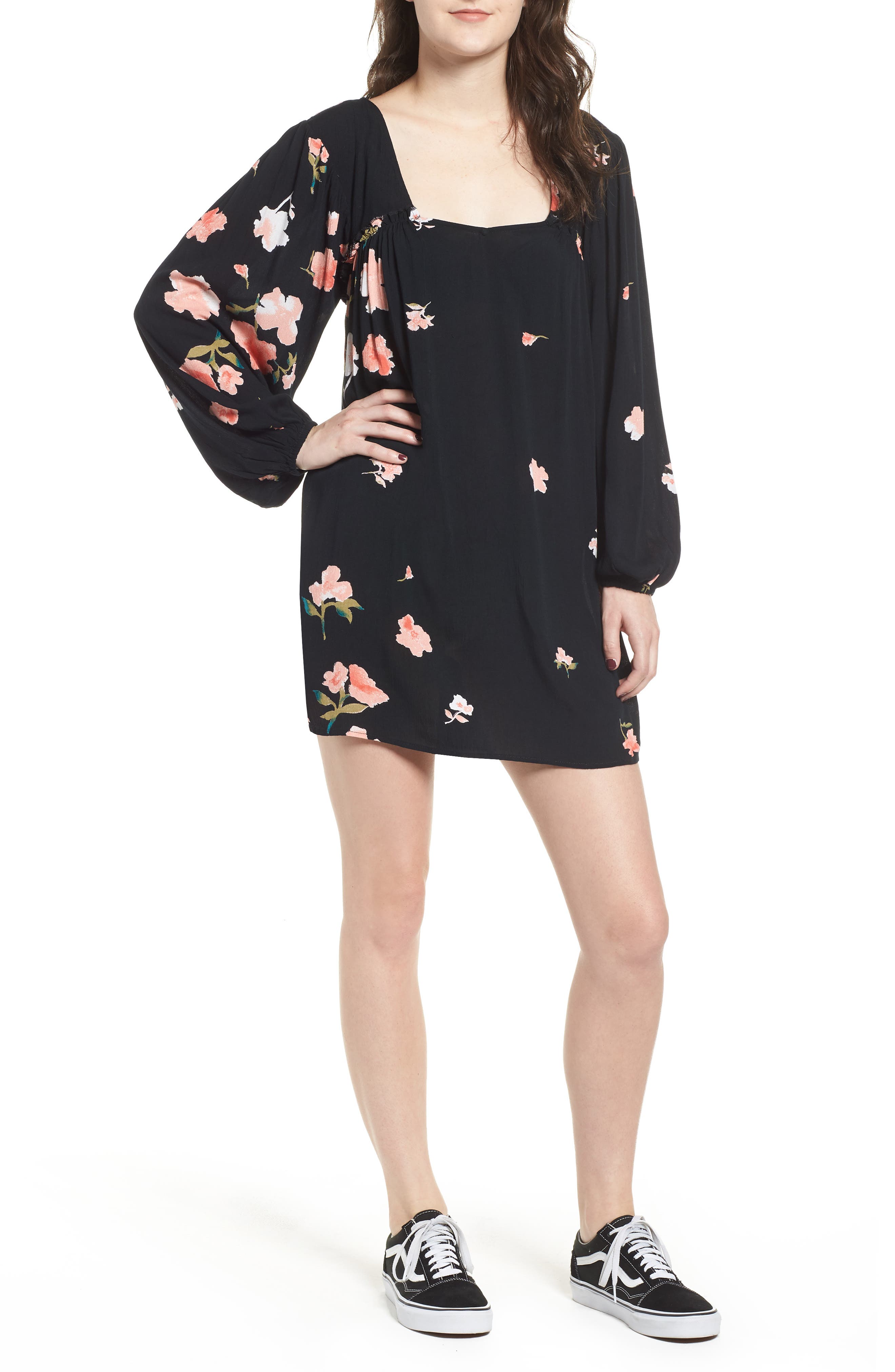 Billabong Beach Craze Floral Print Dress, Black