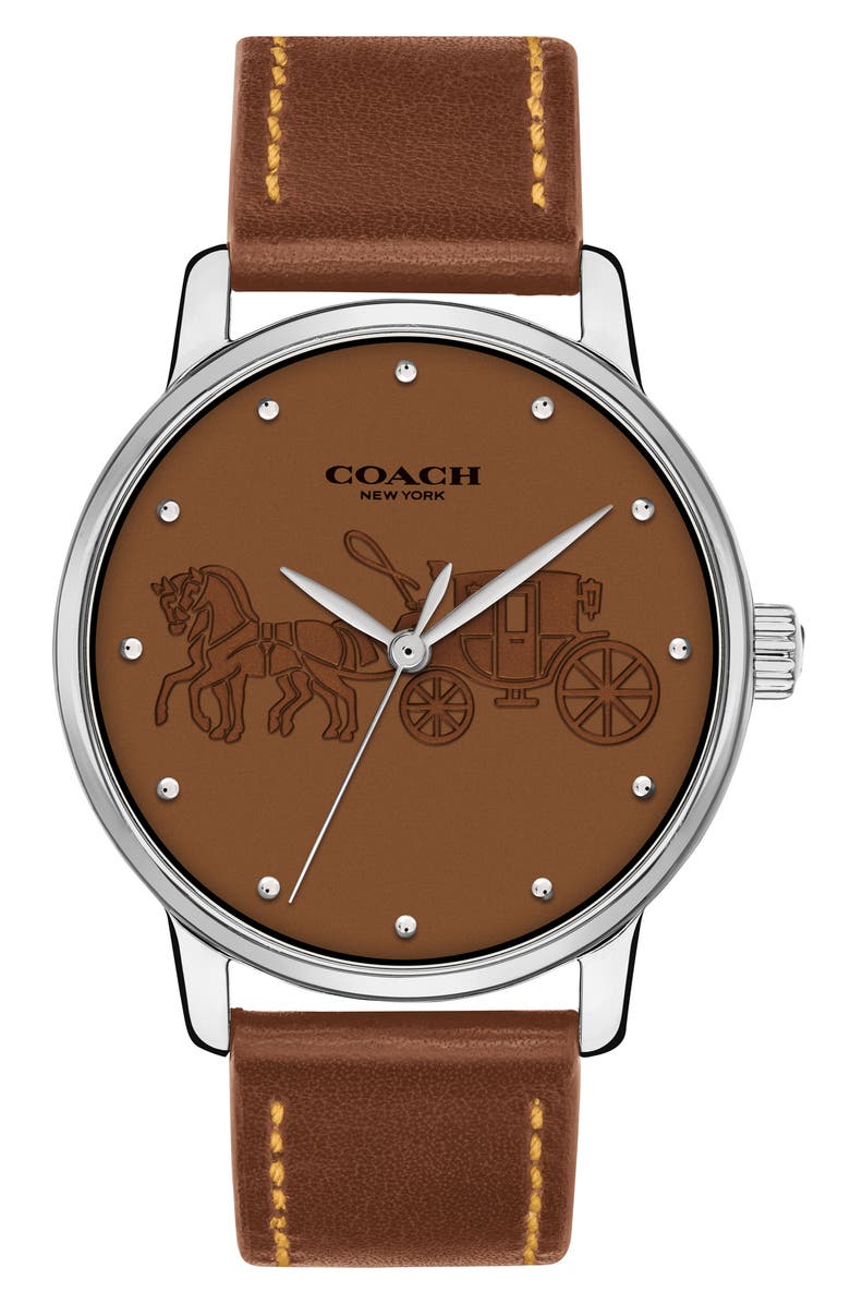 COACH Grand Leather Strap Watch