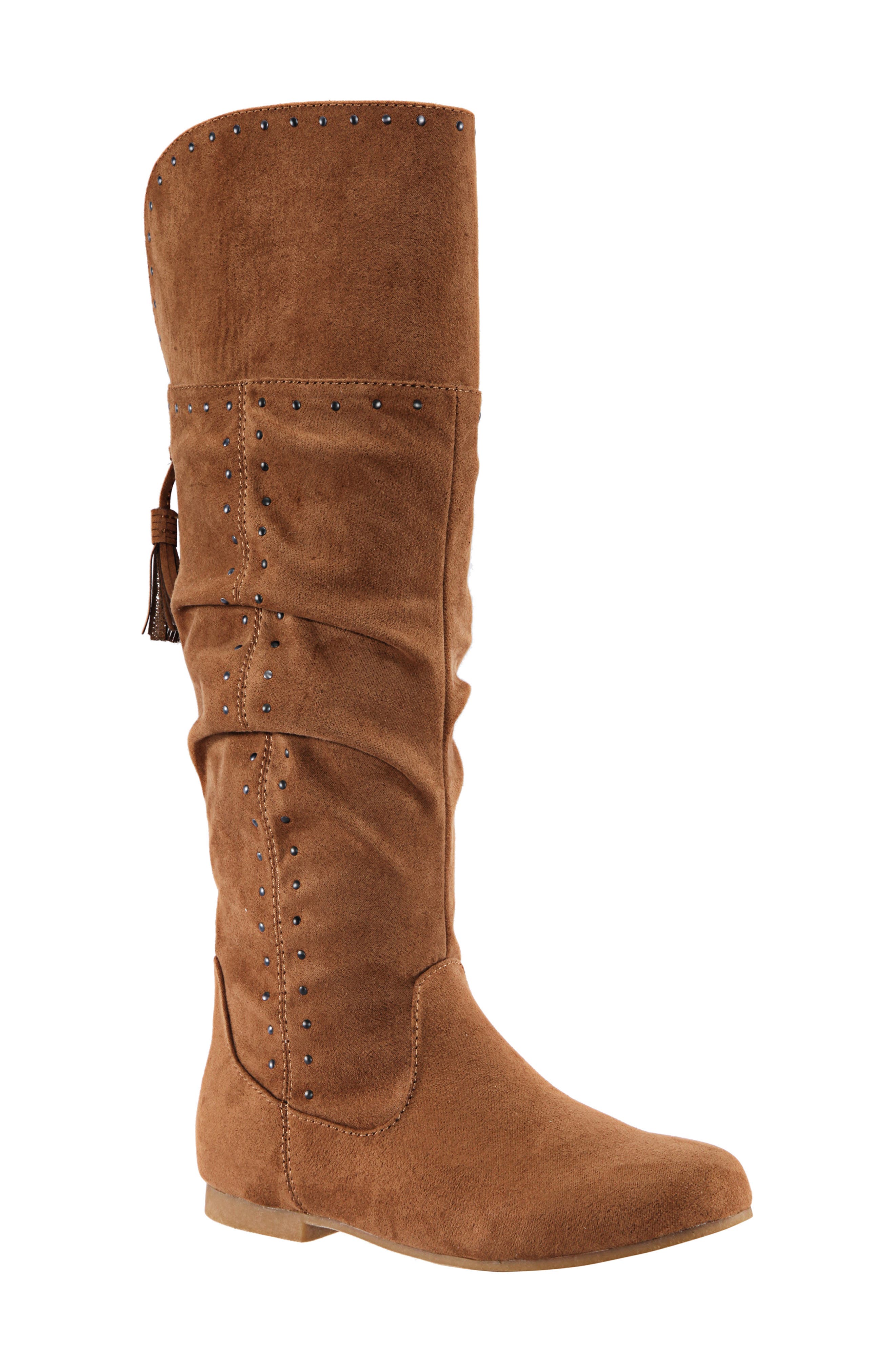 UPC 794378366911 product image for Girl's Nina Gem Slouchy Studded Boot, Size 1 M - Brown | upcitemdb.com